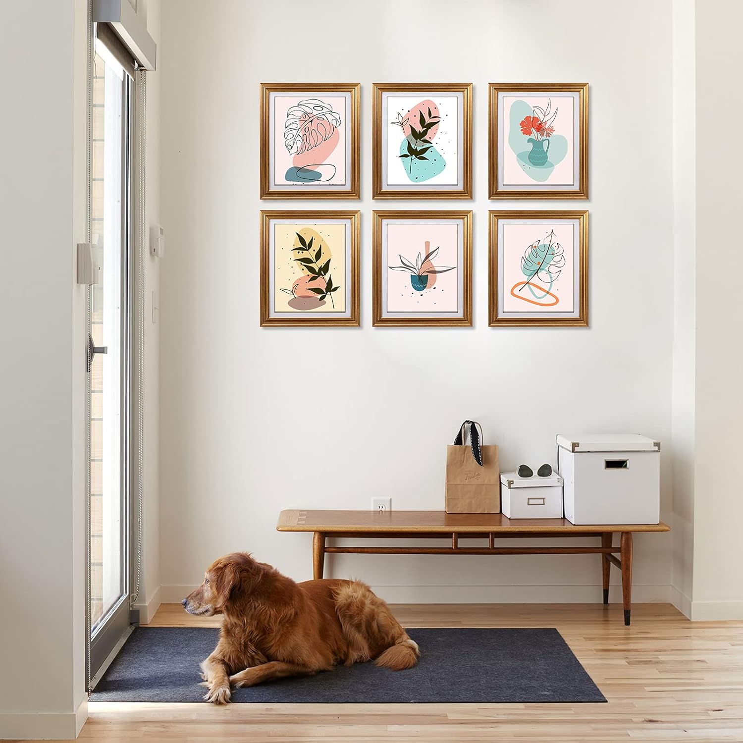 MEBRUDY 8x10 Picture Frames with Mat, Gold Photo Frames Set for Wall or Tabletop Display, 6 Pack -