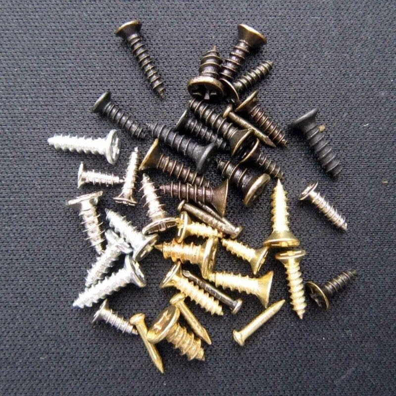 100PCS Mini 2x6mm 2x8mm 2.5x8mm 3x8mm Flat Head Screw Carpenter's Small Screw Furniture Wooden Box Hardware Accessories Drywall Screw Fasteners Sheetrock Drywall Screws Screw for Gypsum Board(Silver,2