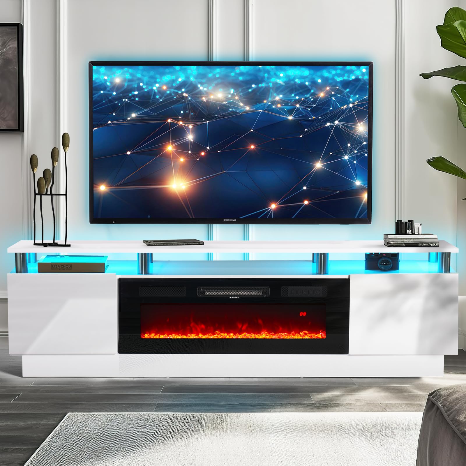 T.V Amazon.com: oneinmil Fireplace TV Stand with 36” Electric