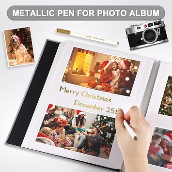 Photo Album Self Adhesive Pages Scrapbook Magnetic Photo Albums for 4x6 5x7 8x10 Pictures Sticky Pages Books for Baby Family Wedding 11x10.6 Black 40 Pages