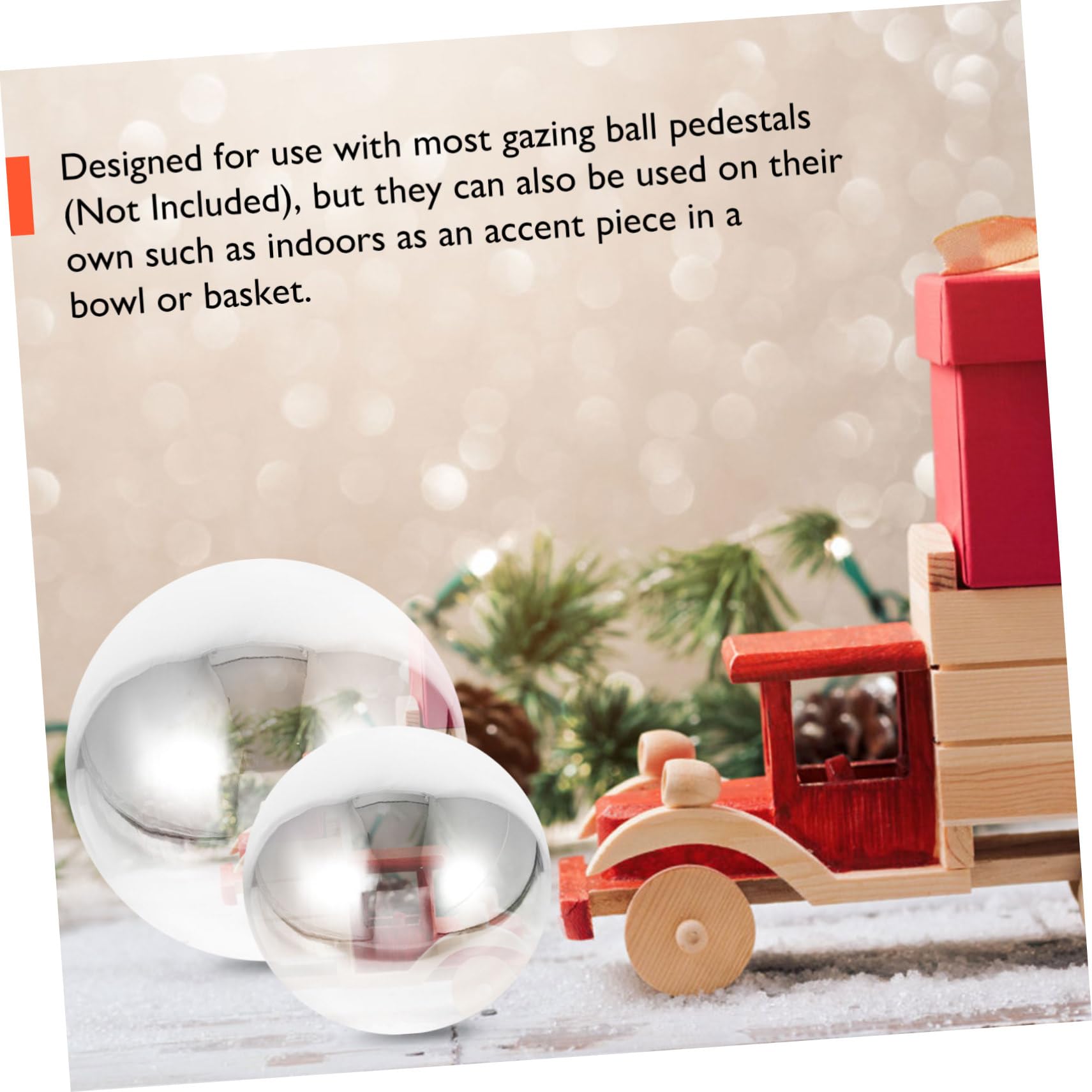 Mikikit Decorative Stainless Steel Balls 4pcs Mirror Hollow Balls for Garden Versatile Use