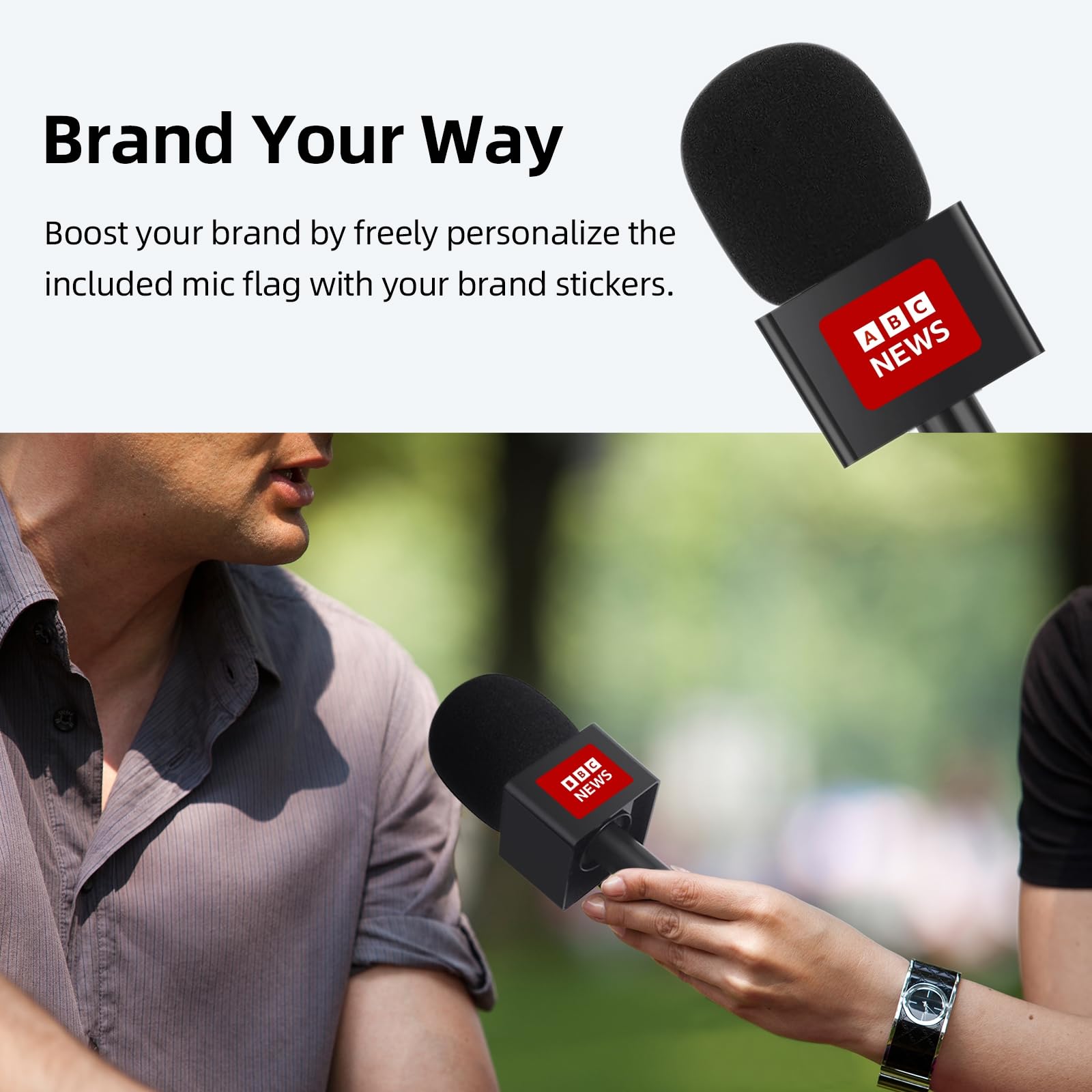 YOUSHARES Interview microfoonadapter voor DJI Mic 3, handheld-adapter met DJI Mic 3 windscherm, draadloze microfoonhandgreep voor interviews, vlogs, YouTube- en TikTok-streaming