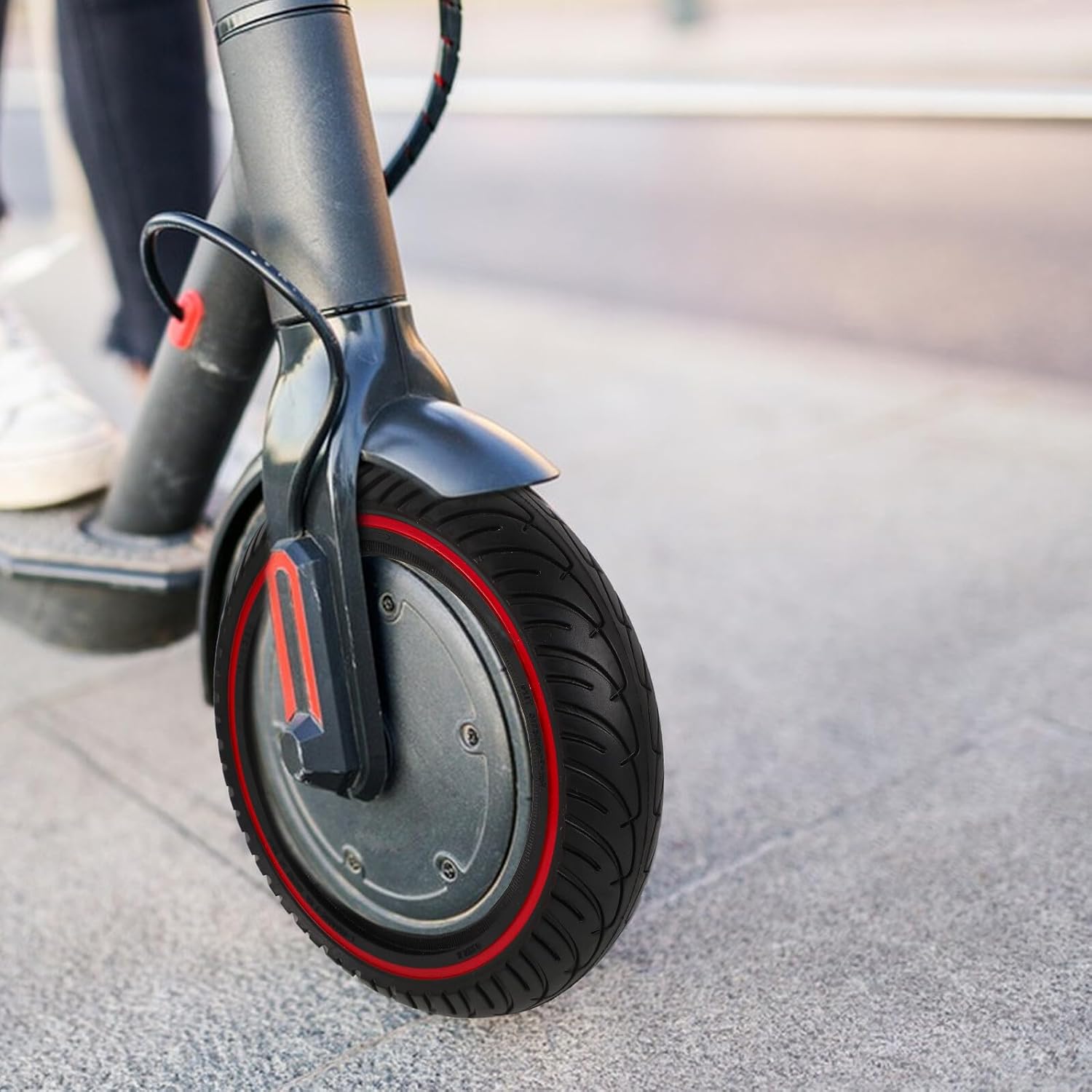 Honeycomb Scooter Wheel Replacement 8.5-inch Solid Pu Tire for M365 Electric Scooter, Non-pneumatic Sturdy Tire with Red Inner Ring for Urban Commuting