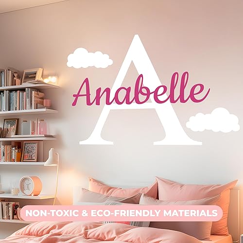 Miniatura 8 de CRYPTONITE Decoración de pared de vinilo con nombre e inicial, calcomanía de pared para bebé, niño y niña, calcomanías de pared para decoración de
