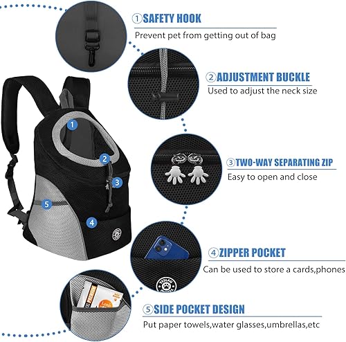 Miniatura 3 de YESLAU Mochila transportadora para perros pequeños y medianos, bolsa de viaje, paquete frontal, transpirable, ajustable, con tiras reflectantes de