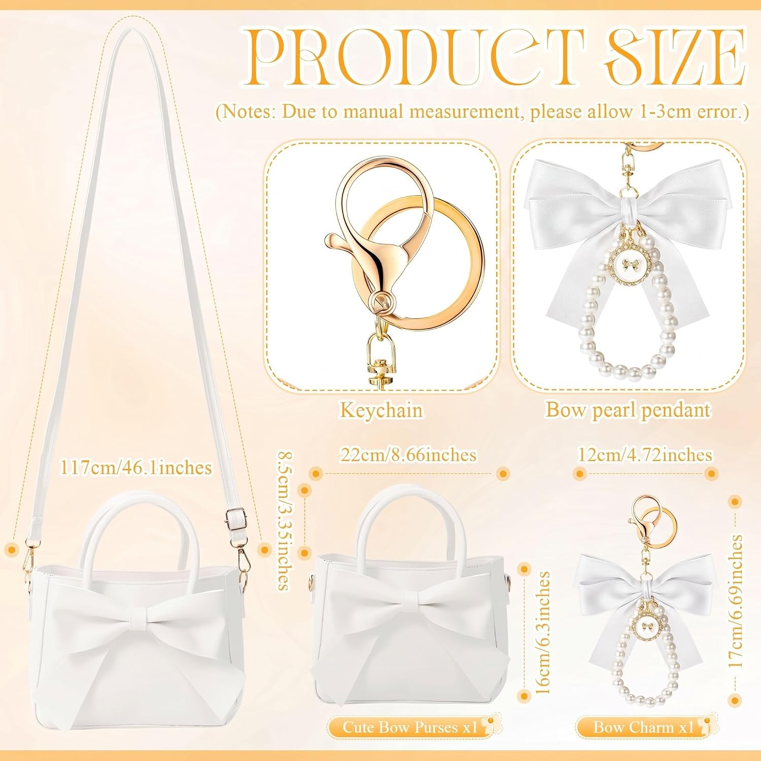 Abbylike Cute Purses for Women Gift Leather Crossbody Bag with Bow Handbags with Adjustable Shoulder Strap