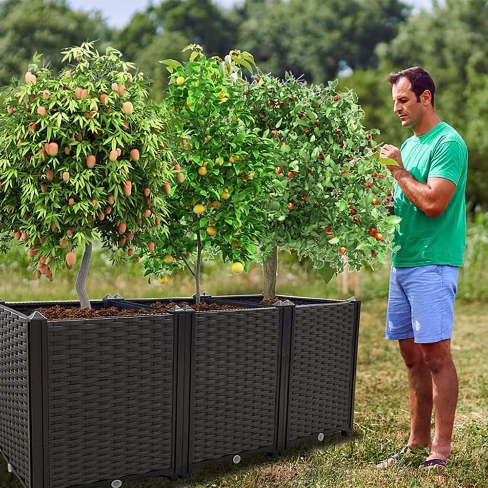 Raised Garden Bed with Legs Plastic Elevated Planters for Outdoor Plants Box Kits for Garden Patio Deck Balcony with Drainage Holes to Planting Flowers,Vegetables,Tomato and Herbs