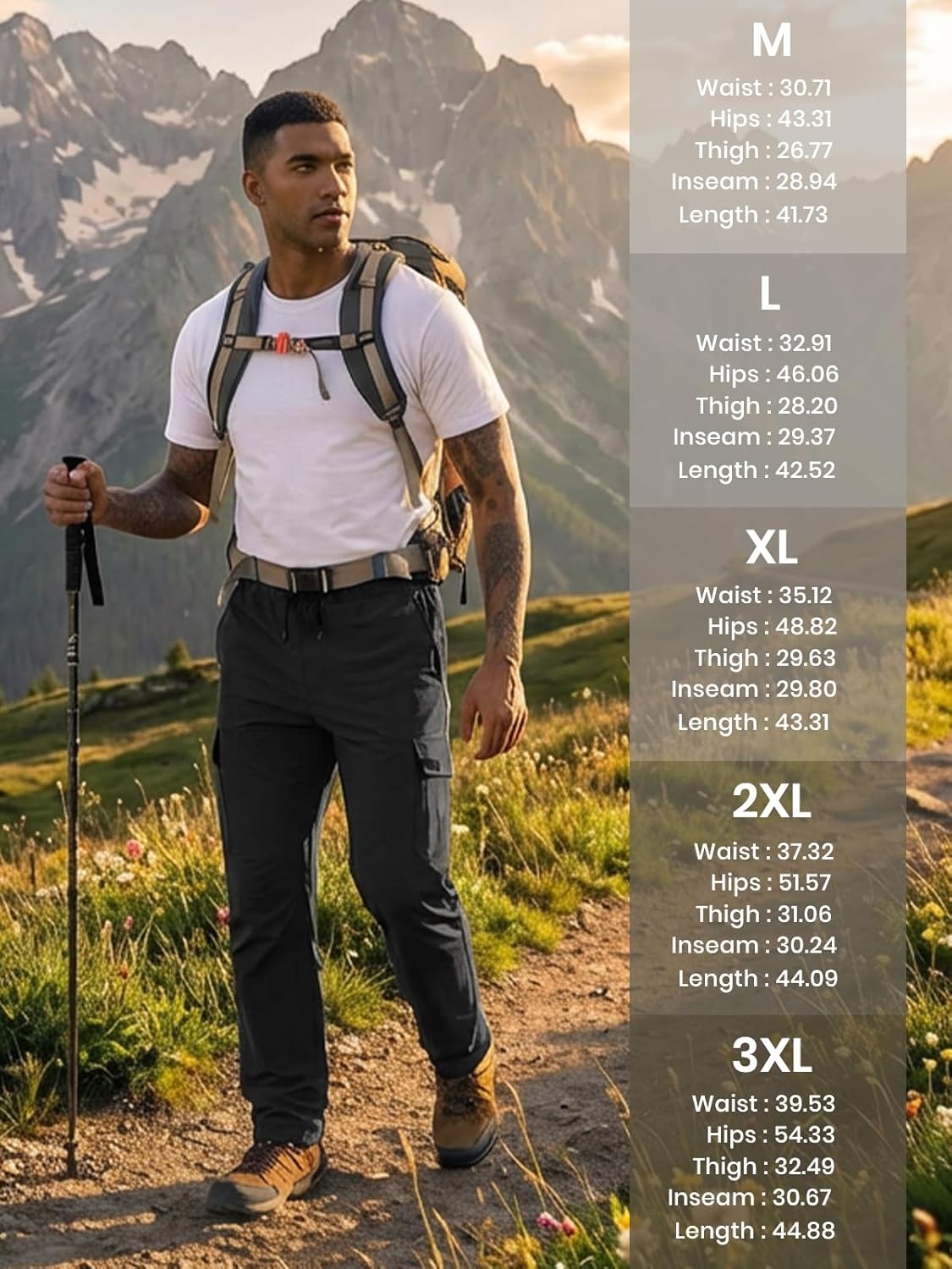 Auxo Men's Hiking Pants Quick Dry Ripstop Cargo Work Pants with Zipper Pockets for Outdoor Fishing Travel Athletic - Image 7