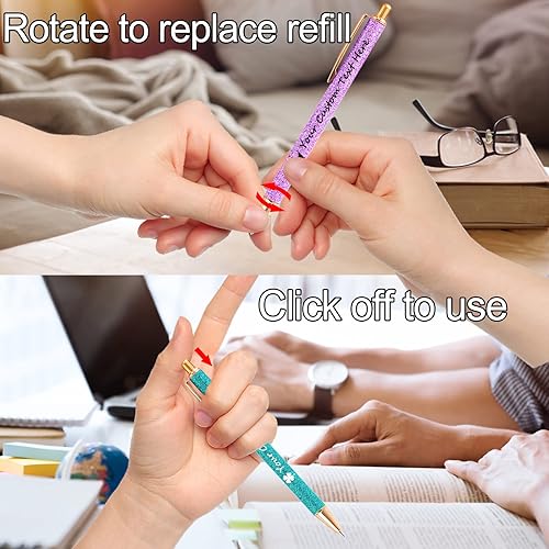 Miniatura 5 de Bolígrafos personalizados con purpurina impresos con mensaje de logotipo, bonitos bolígrafos para mujeres, bolígrafos brillantes personalizados,