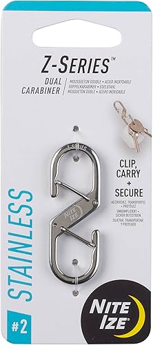Nite Ize Z-Series Dual Carabiner, Double Gated Stainless Steel Clip