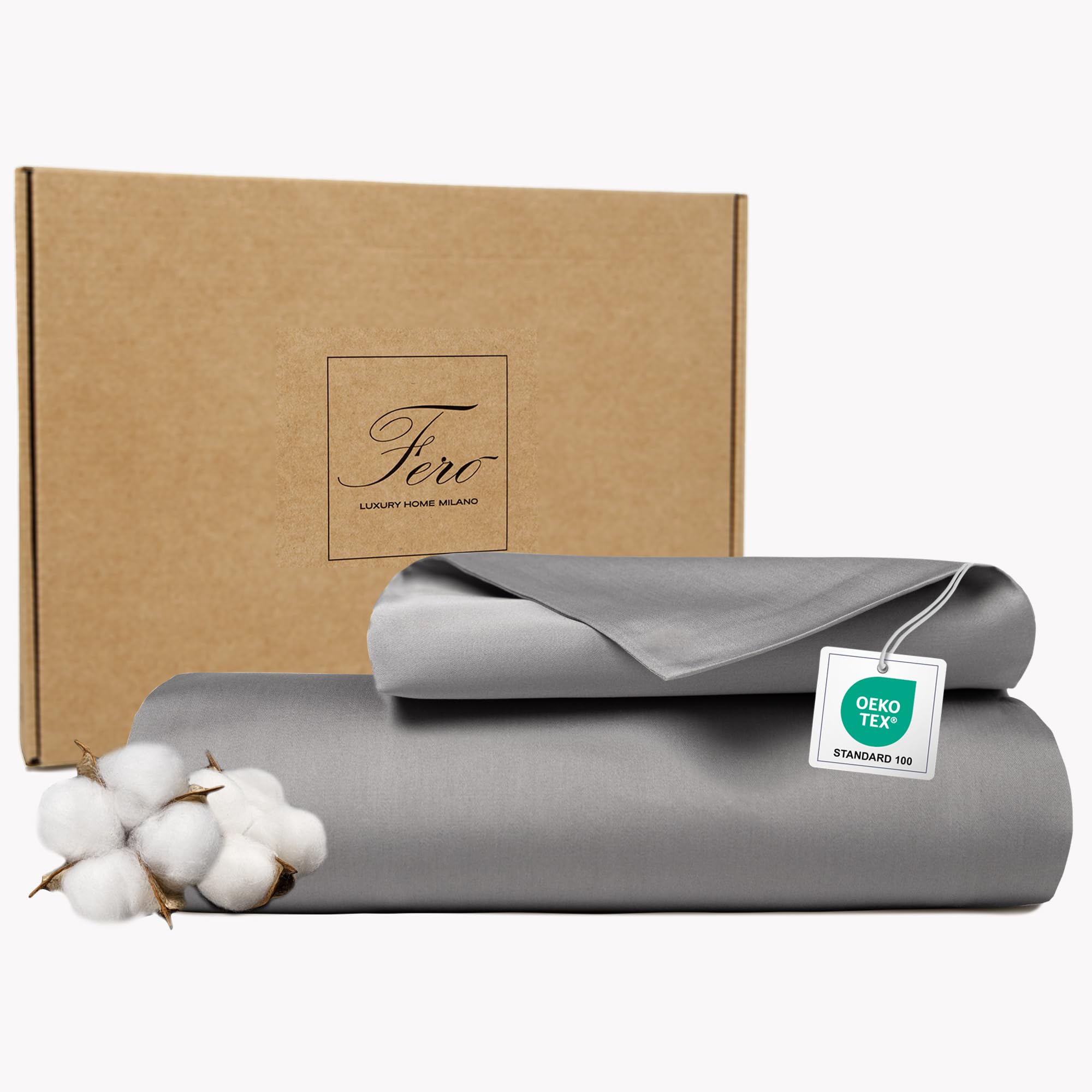 Set Copripiumino Matrimoniale 240x220 Cm - Raso Di Cotone 300TC, 2 Federe 50x75, Bianco Avorio - Foto 5