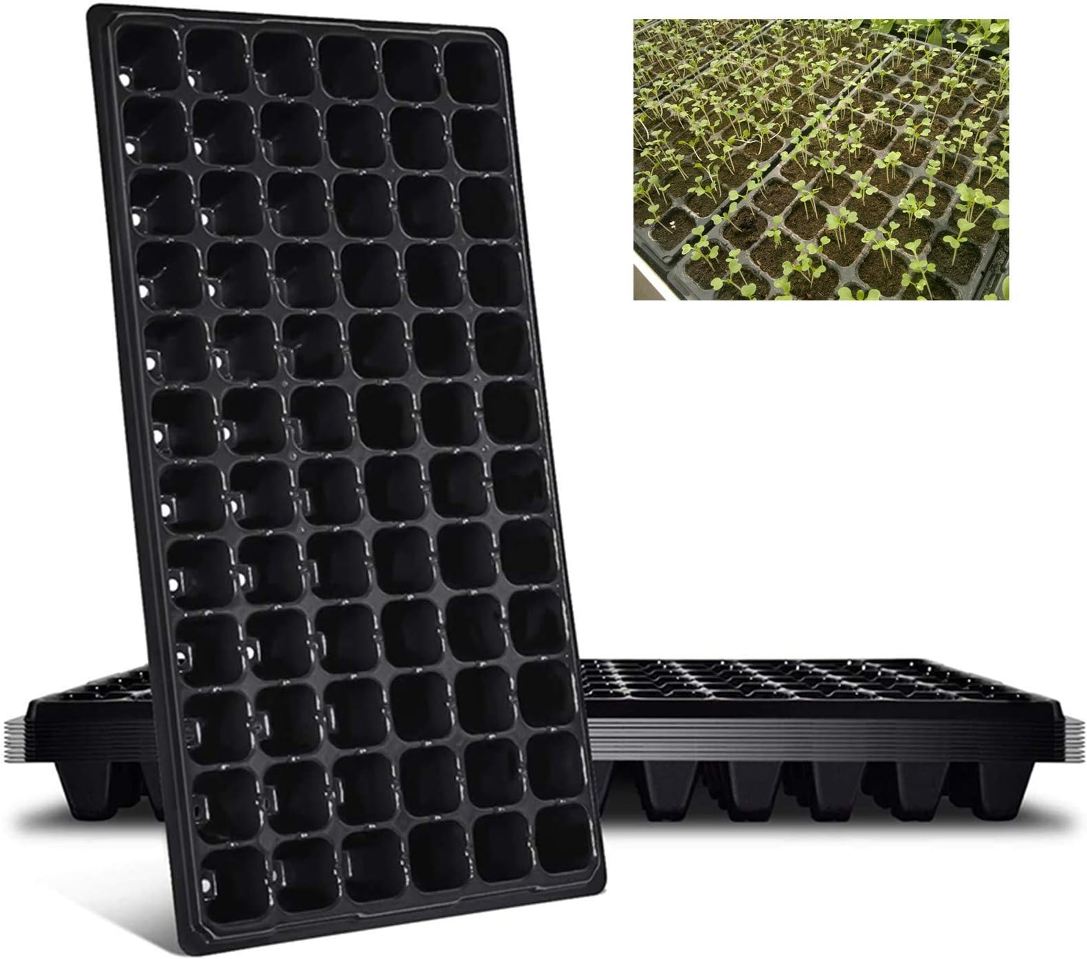 Rcool 10-Pack Seed Starter Trays,Thickened 72 Cell Seedling Trays Gardening Germination with Drain Holes Reusable Plant Grow Plug Trays Mini Propagator for Seeds Growing Plant Seedlings Propagation