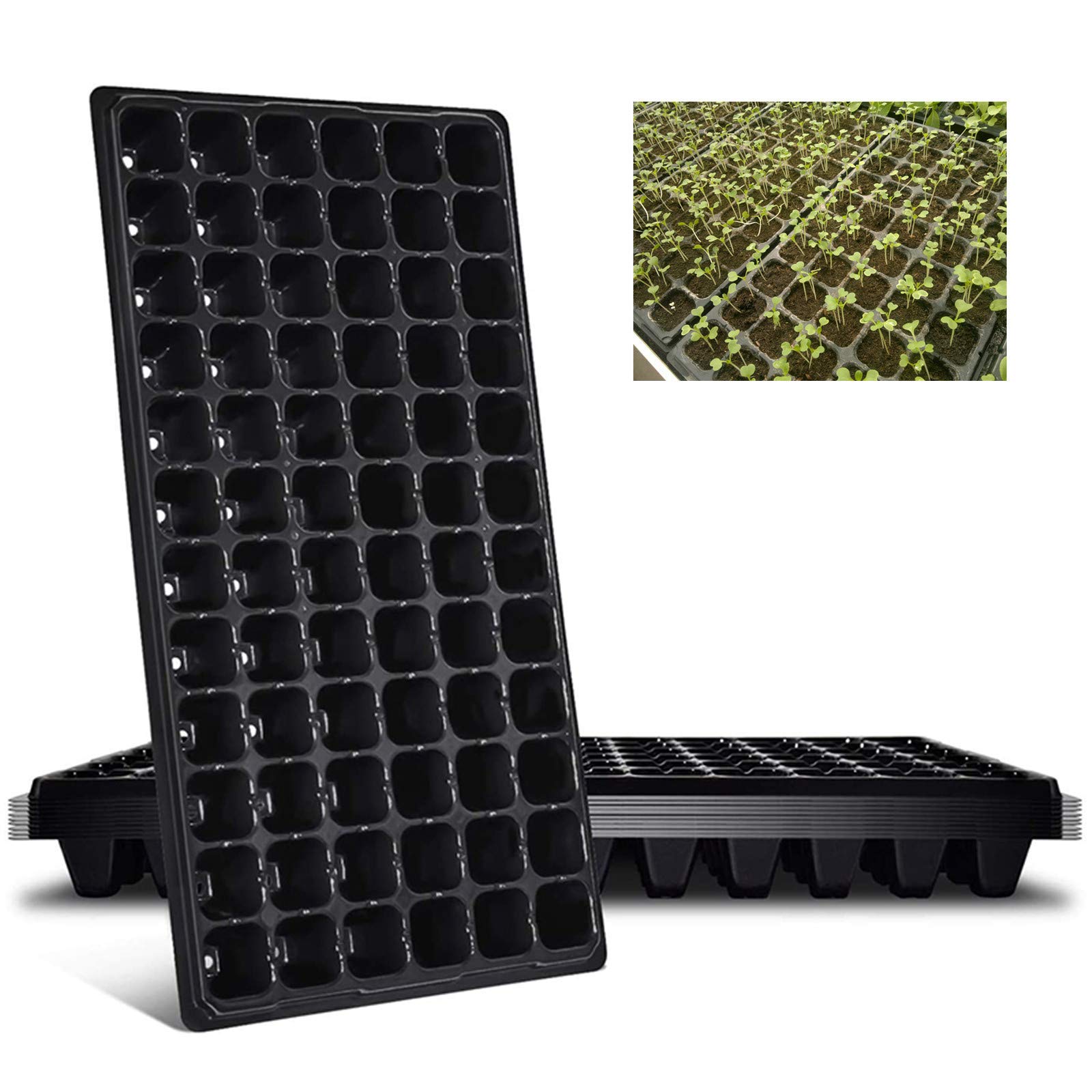Rcool 10-Pack Seed Starter Trays,Thickened 72 Cell Seedling Trays Gardening Germination with Drain Holes Reusable Plant Grow Plug Trays Mini Propagator for Seeds Growing Plant Seedlings Propagation