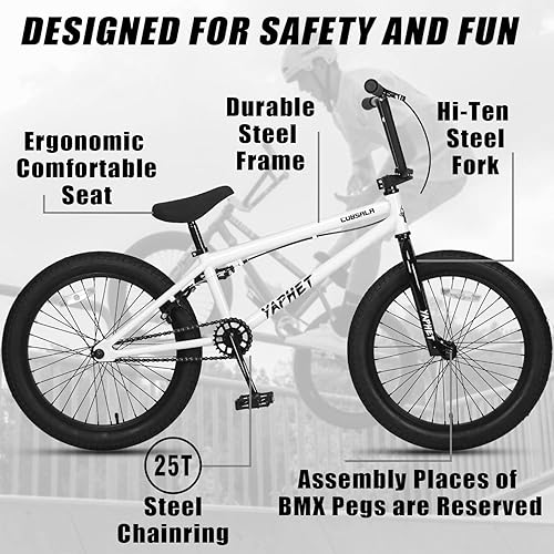 Miniatura 8 de cubsala Yaphet 20 Inch Kids Bike Freestyle BMX Bicycles for Over 6 Years Old Boys and Beginner Riders,Multiple Colors