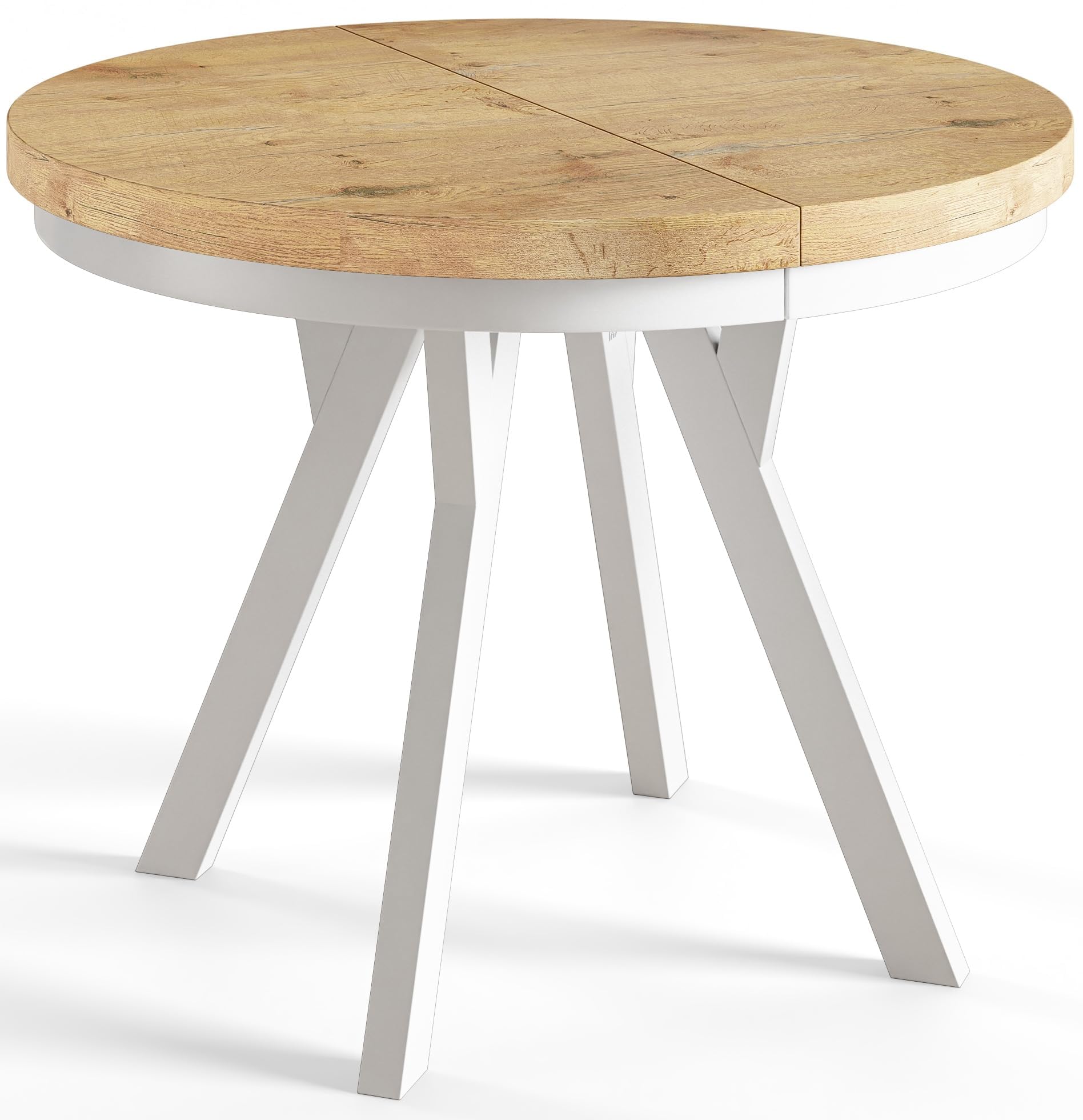 Tavolo Rotondo Allungabile EVO - Tavolo da Pranzo Allungabile - Piano in laminato da 36 mm - Gambe Solide - Diametro da 90 cm a 190 cm Lancelot