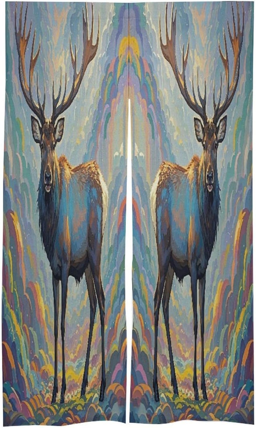 Elk Artwork Door Curtain Printed Doorway Noren Japanese Style Doorway Room Divider Curtains for Privacy Partition Divider Kitchen Home Decorations Wall Hanging