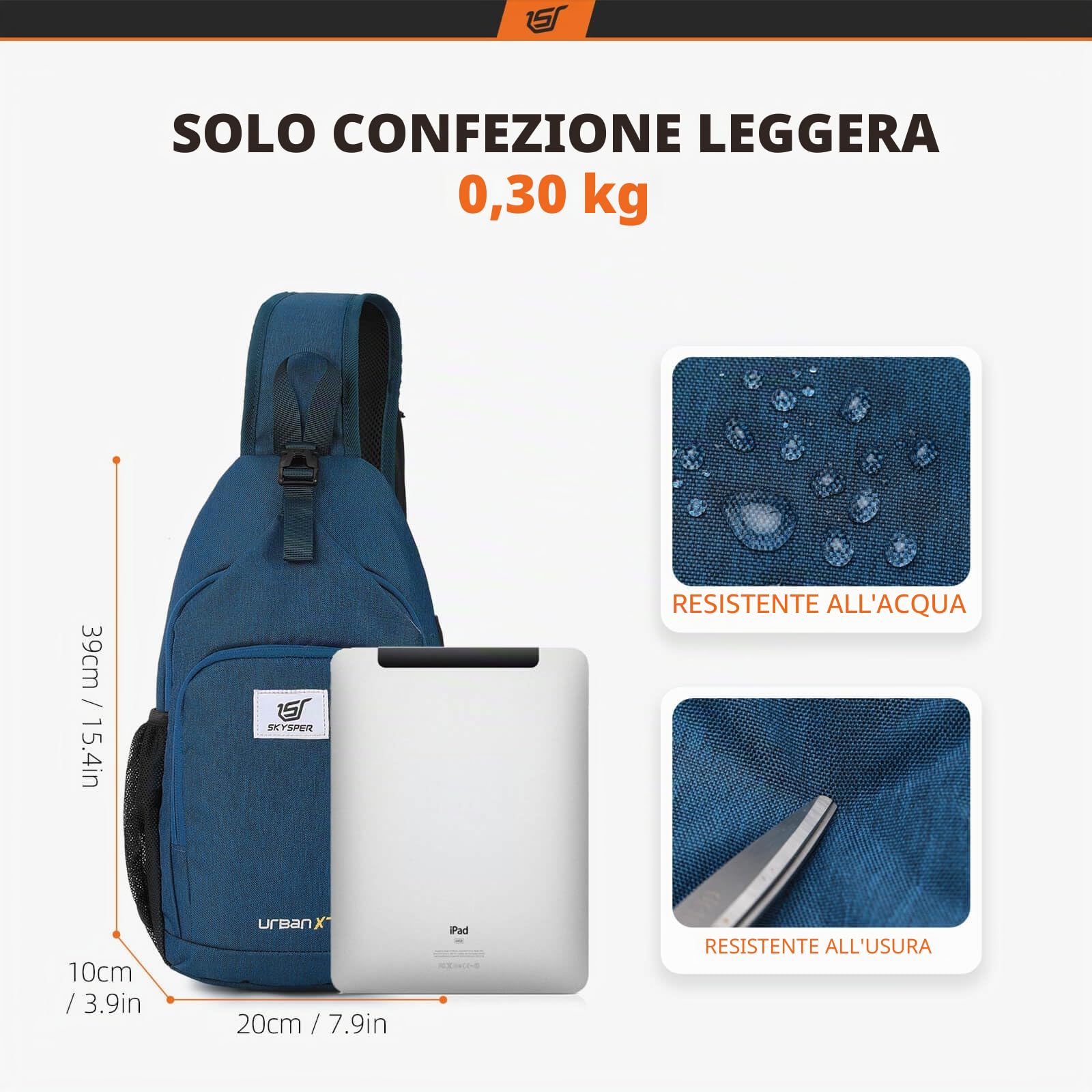 SKYSPER Zaino Monospalla con Protezione FRID, Marsupio Antifurto Zaino a Tracolla per Uomo Donna Viaggio Passeggiata