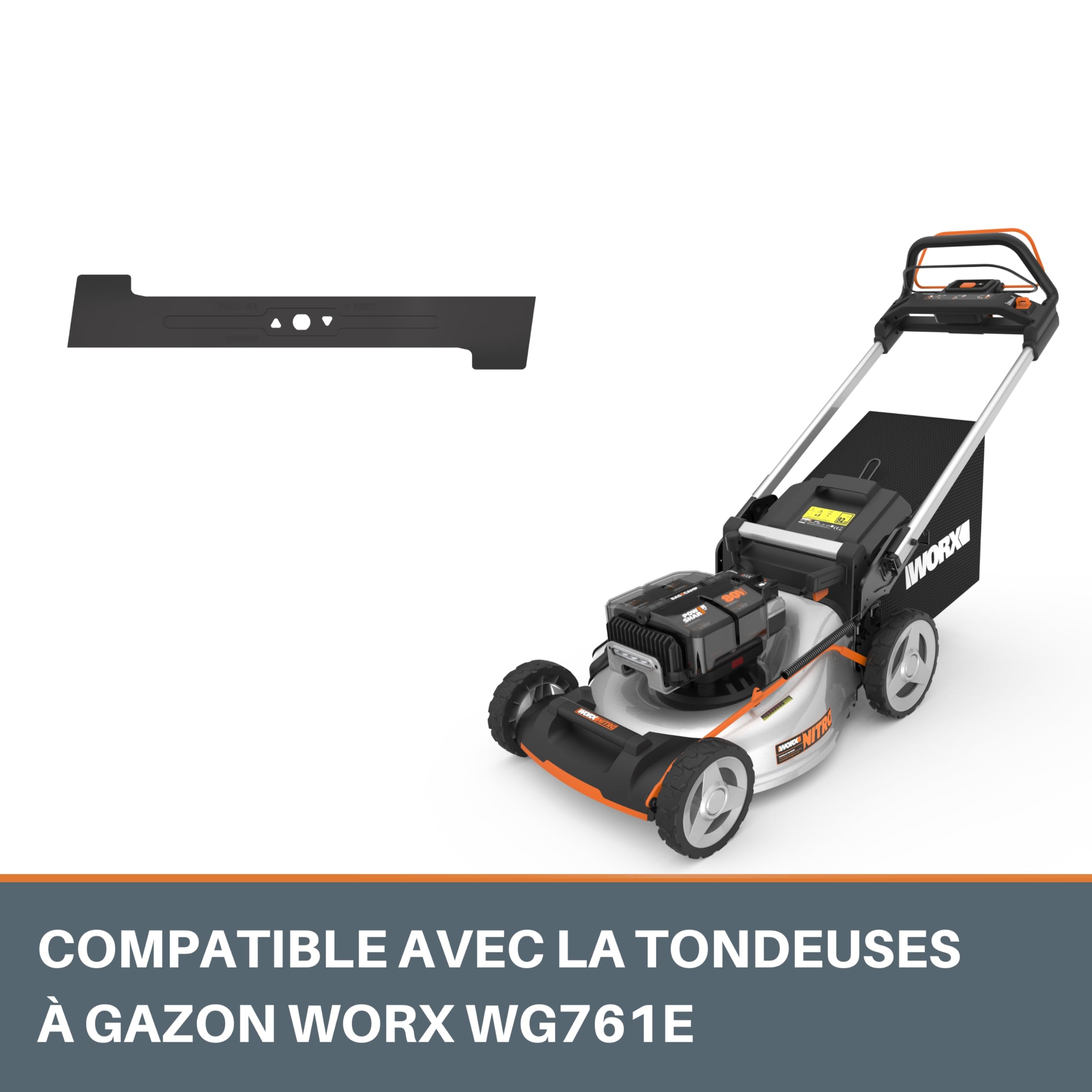 WORX Oryginalny nóż zamienny WA6333 – kompatybilny z kosiarką WORX WG761E – trwały nóż z wytrzymałej stali – średnica cięcia 51 cm