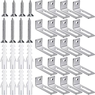 Oudain 20-Pack Whiteboard Mounting Brackets Kit - Durable L-Shaped Hangers, Screws & Anchors for Secure Office, School, Home Installation (1.26x0.47in)