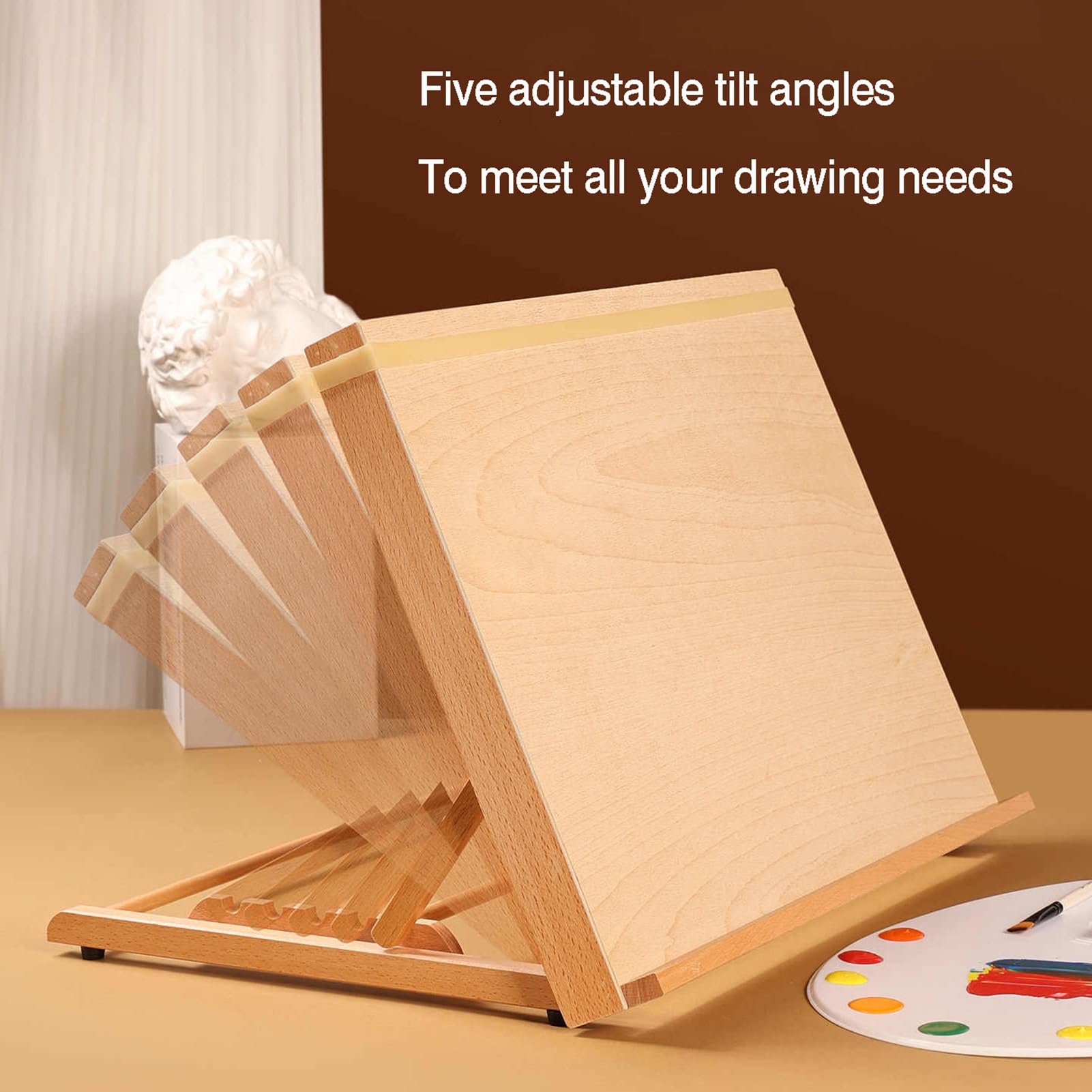 Caballete grande para pinturas, exhibición de madera de haya maciza para lienzo, altura ajustable para obras de arte de hasta 46,8 x 35,8 cm, perfecto para artistas y exhibiciones de arte