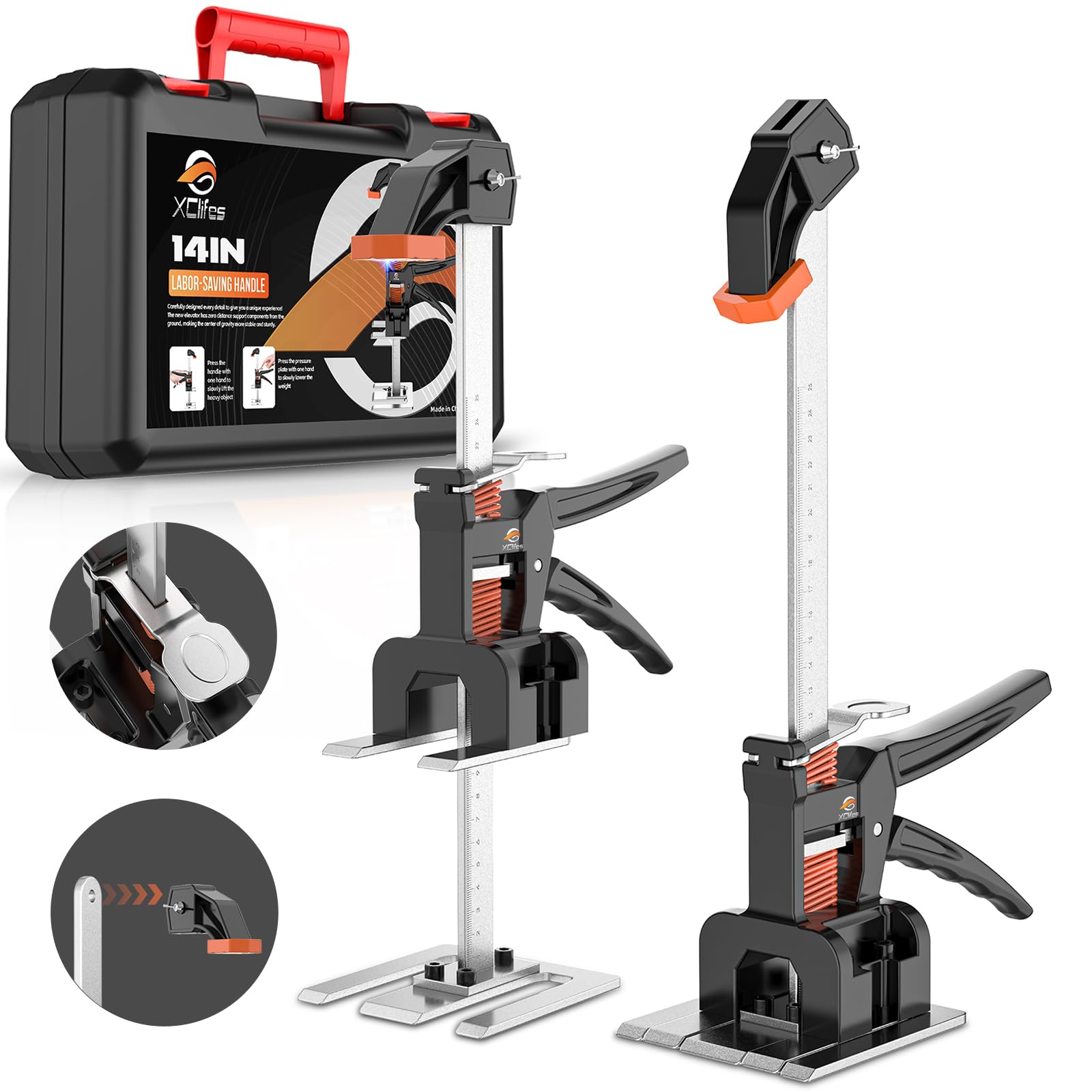 XClifes New Labor-Saving Handle, Arm Tool Lift 2PCS?Multi-Function Height Adjustment Lifting Device,Door Panel Lifting Cabinet Jack Board Lifter