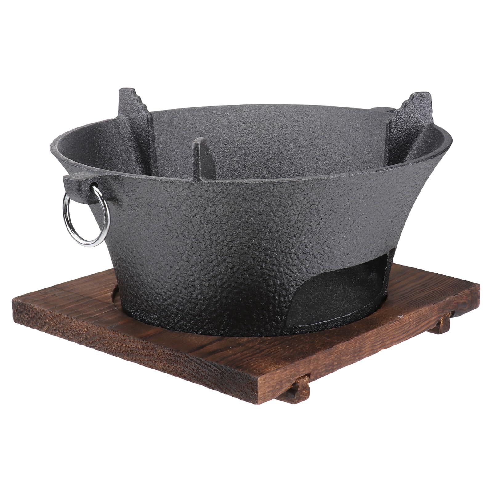 Réchaud de barbecue portable en fonte de 26 cm avec planche de cuisson pour camping en plein air