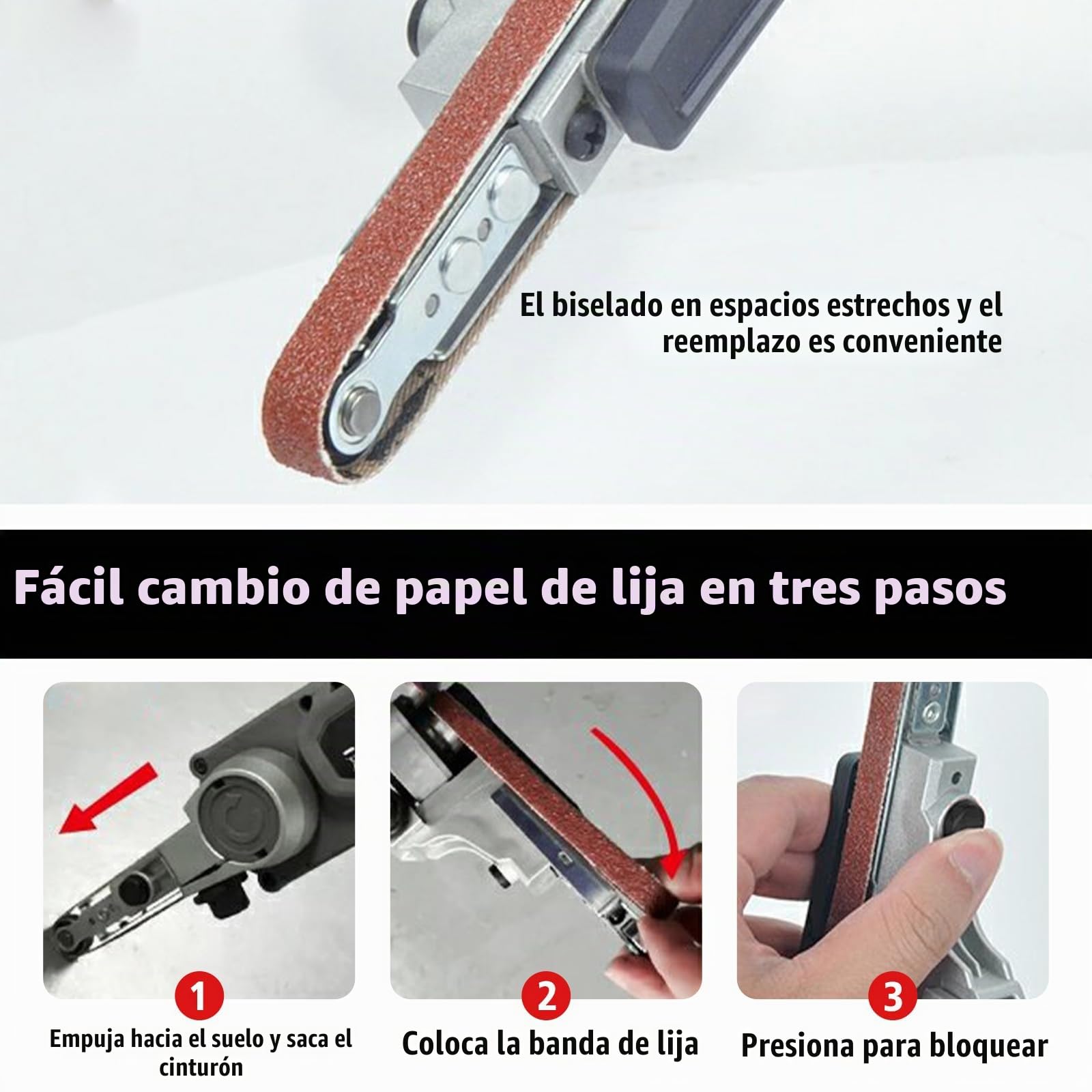 Lijadora de Banda Inalámbrica 10x330 mm para Makita 18V (sin Bat.) | Lima de banda eléctrica, con 3 bandas de lijado, 6 velocidades, ajustable 35°, para madera y metal