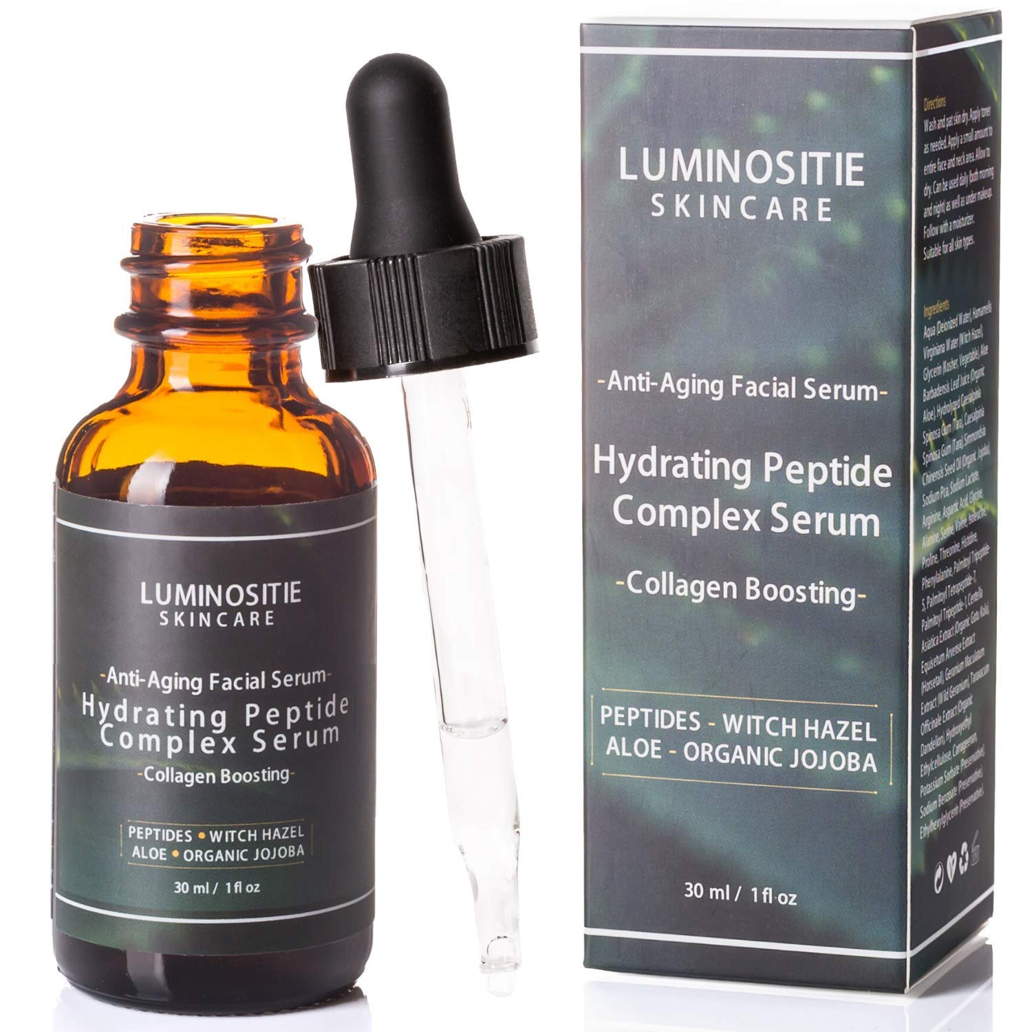 Luminositie Peptides Serum for Face - Hydrating Collagen Boost Anti Aging Serum with Retinol for Fine Lines & Wrinkles (30ml, Vegan)