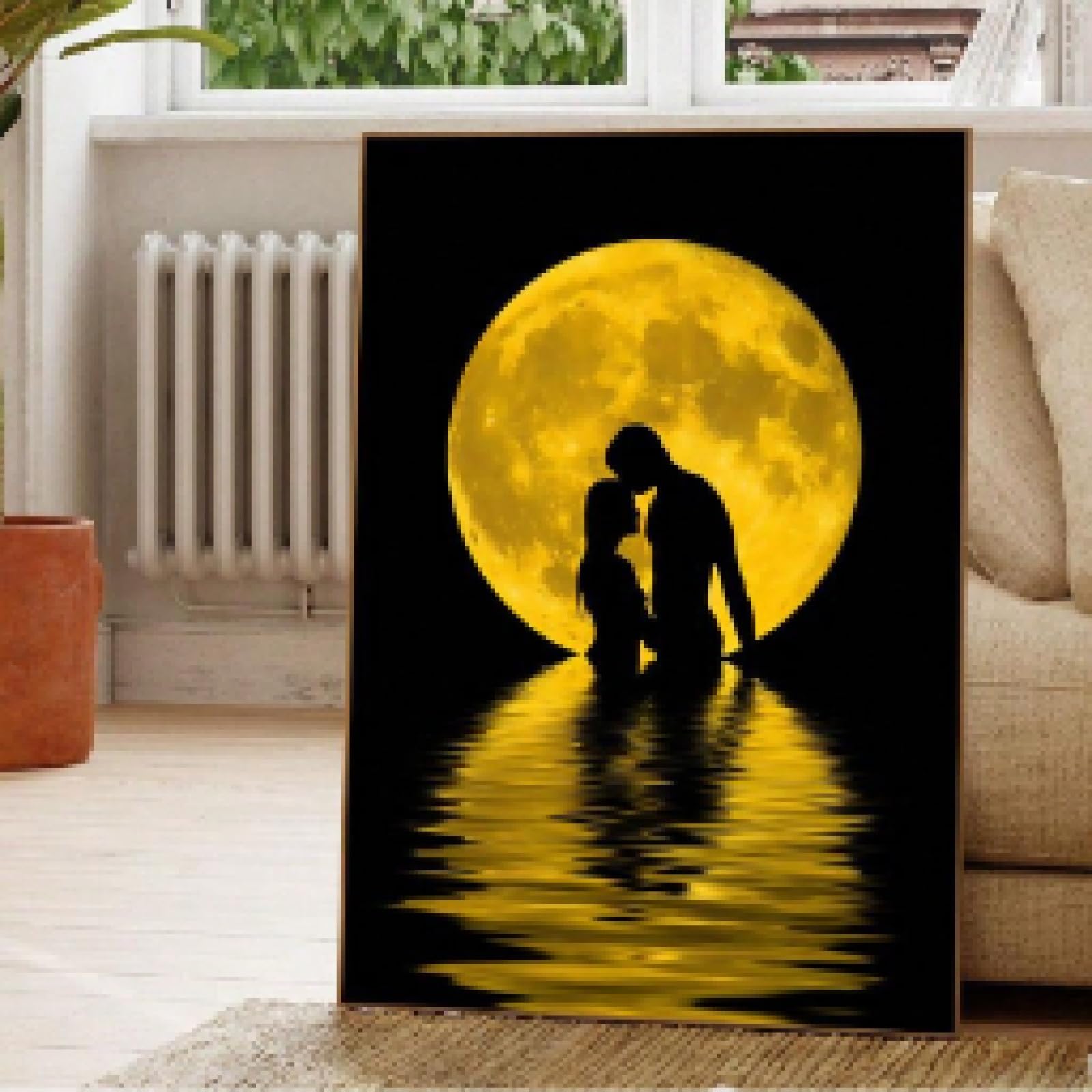 Impression toile lune dorée 70x90cm idée cadeau Saint-Valentin - 8