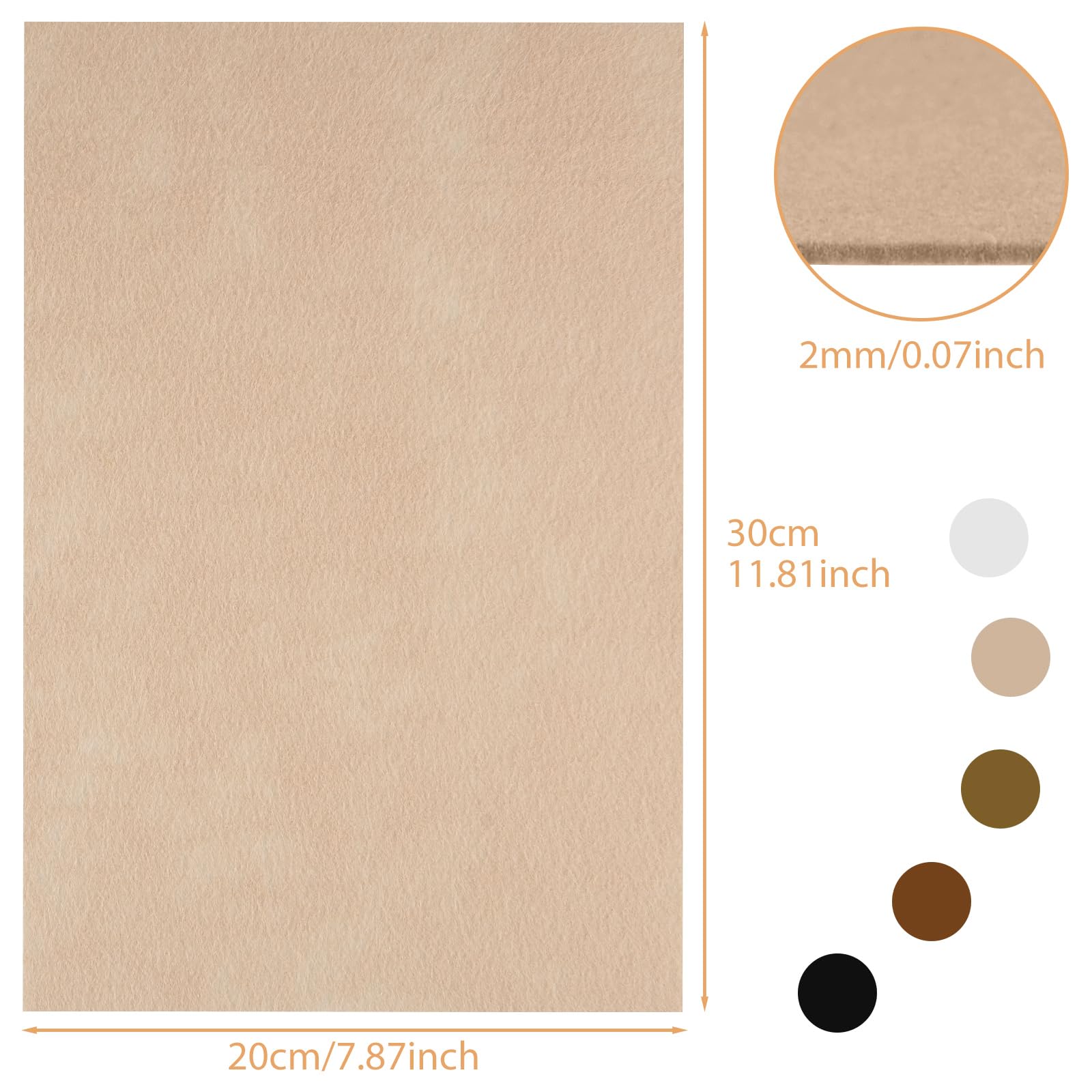 NEBURORA 2mm Thick Felt Sheets for Crafts 20 Pcs Stiff Felt for Crafts White Brown Felt Fabric Sheets Patchwork Sewing Craft Supplies - Image 2