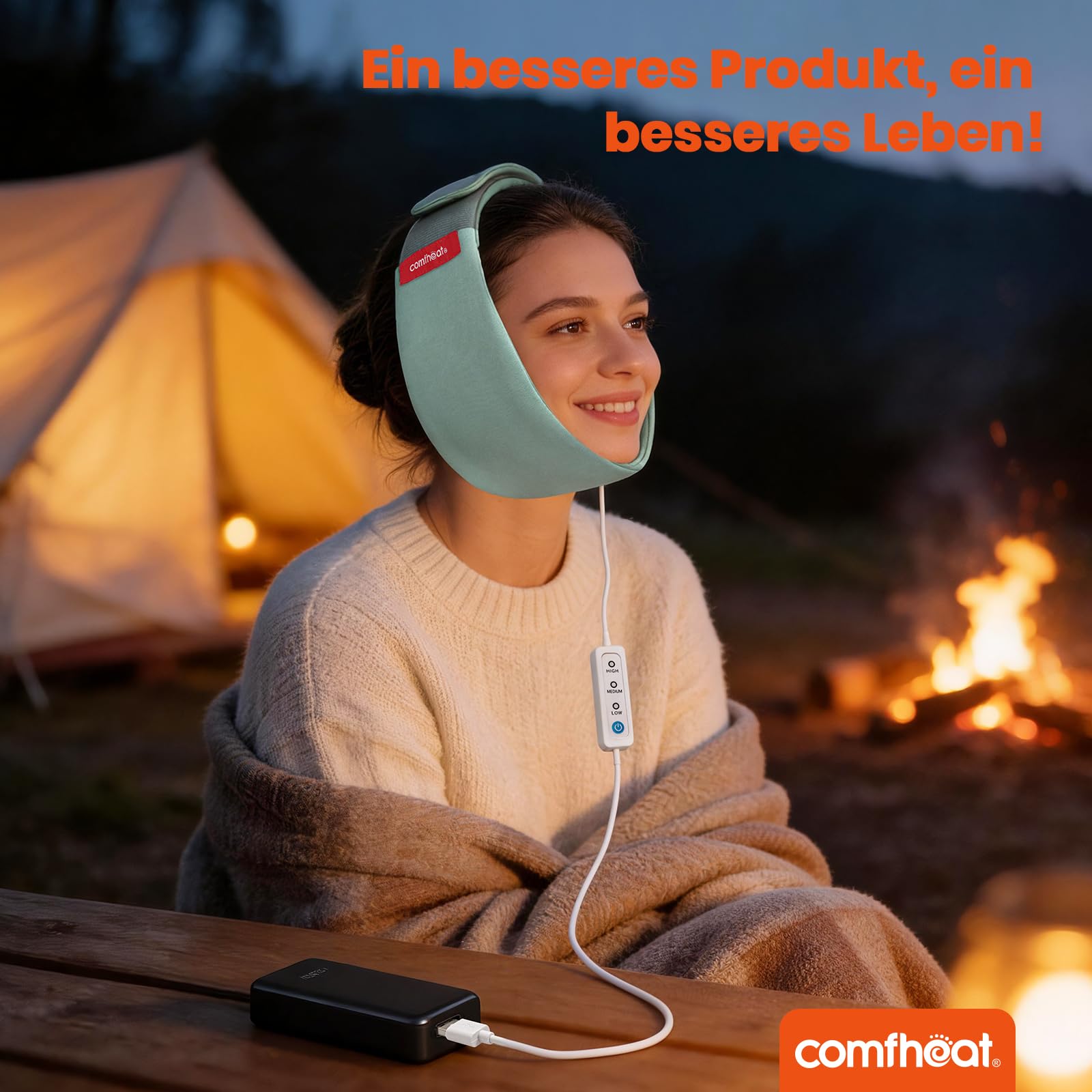 Almohadilla de calefacción facial para TMJ Alivio, envoltura facial calentada por USB para mandíbula, barbilla, restauración de dientes de sabiduría, 3 ajustes de calor ajustables, máscara