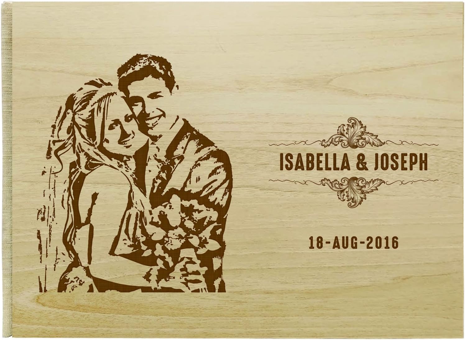 Couple Engraved Personalized Wood Wooden Guest Book Advice Book Custom Rustic Wedding Guestbook - 50 Pages