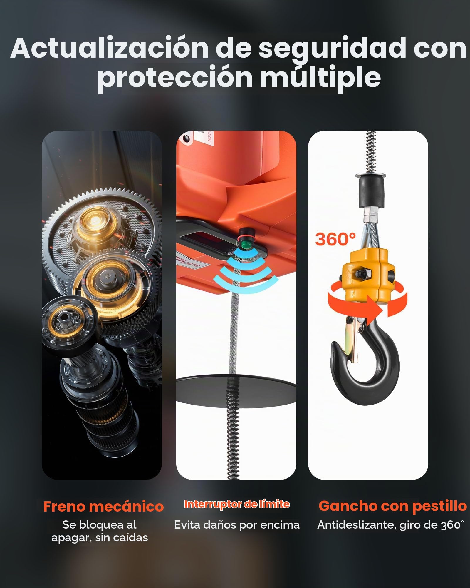 VEVOR Cabrestante Eléctrico 3 en 1, Carga 700 kg, 1500 W, Altura de Elevación 7,6 m, Velocidad de 5 m/min con Control Manual, Remoto con Cable e Inalámbrico para Fábricas, Almacenes y Talleres