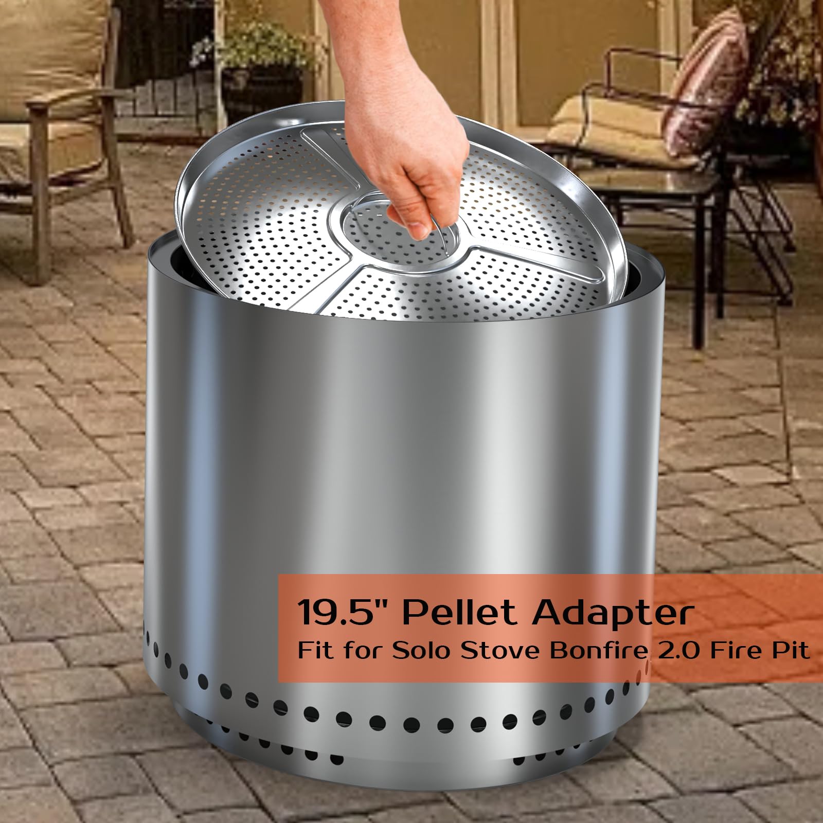 BBQCuker Pellet Adapter for Solo Stove Bonfire 2.0, Bonfire Accessories for Solo Stove, 19.5