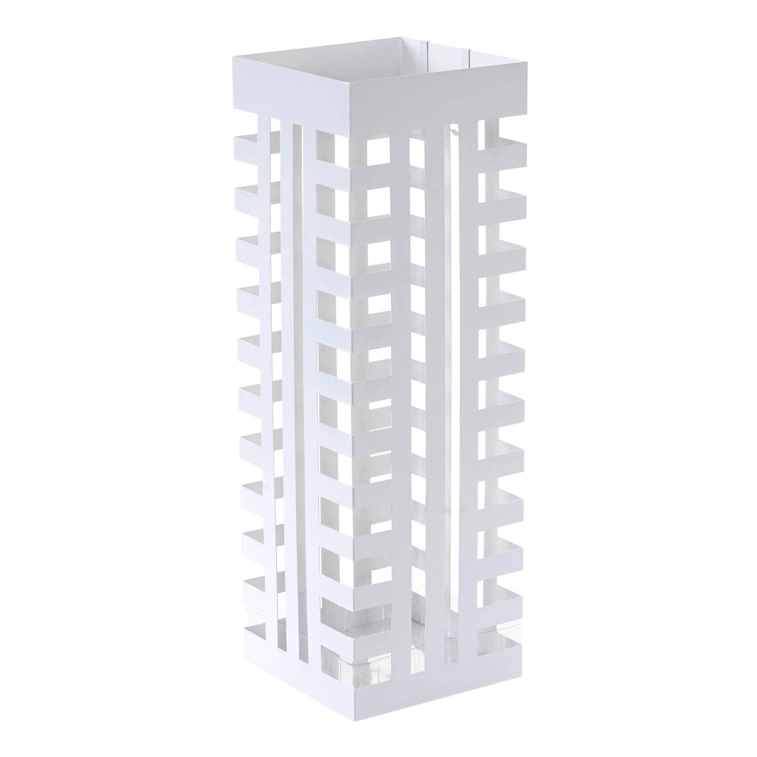 Portaombrelli quadrato decorativo moderno HWC-C78 metallo - bianco scritte