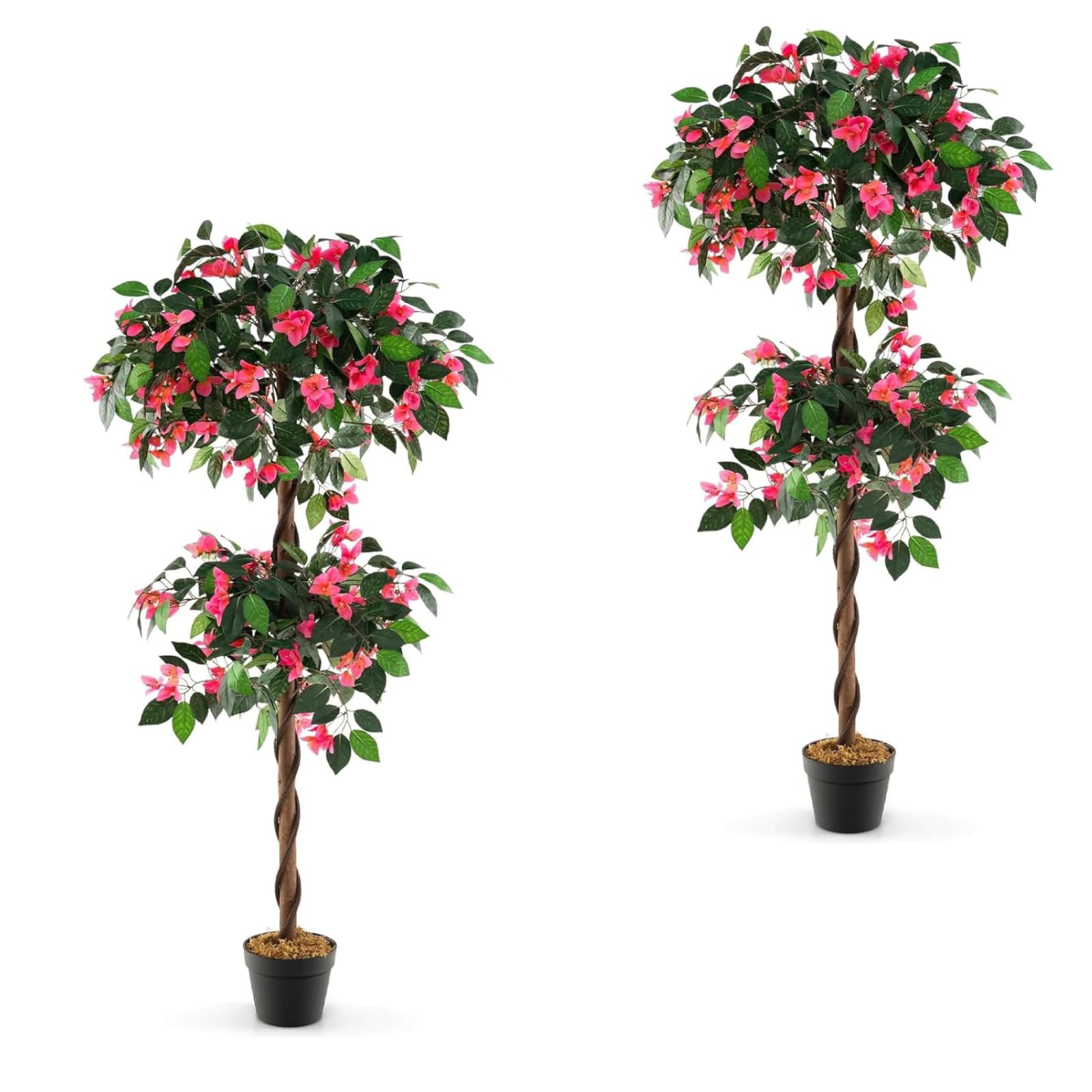TANGZON 150CM/5FT Artificial Bougainvillea Tree, Tall Faux Blossom Tree in Cement Pot with 252 Flowers, 630 Leaves & Solid Wood Trunk, Indoor Outdoor Decorative Potted Plant for Home Office Garden (2)