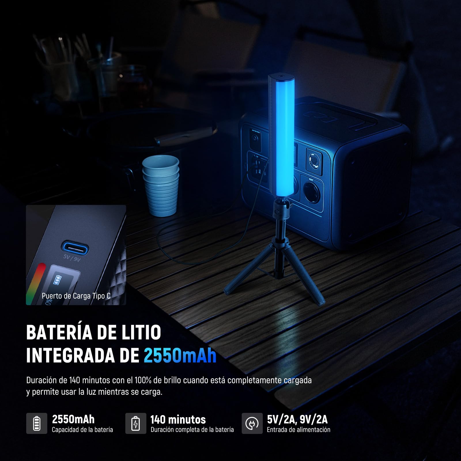 NEEWER RGB Varita Luz con Trípode Escritorio, App Control Magnética Manual Barra Luz Vídeo, 2500K-8500K Regulable CRI95+ 17 Escenas Barra Luz Tubo LED a Todo Color para Vlog, 2550mAh Batería, TL21C