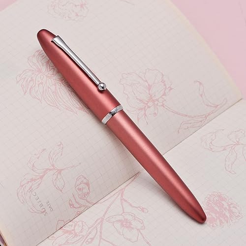 Vista 12 de Asvine Hongdian 620 Pluma estilográfica de metal azul punta extra fina pluma clásica pluma oficina escritura con caja de metal