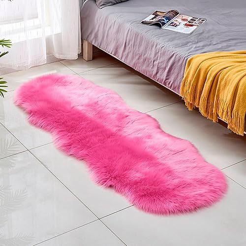 Miniatura 13 de Alfombra de piel sintética ultrasuave de 2 x 5 pies, 17 colores de piel de oveja sintética, alfombra lanuda para sofá, cojín de asiento, alfombra