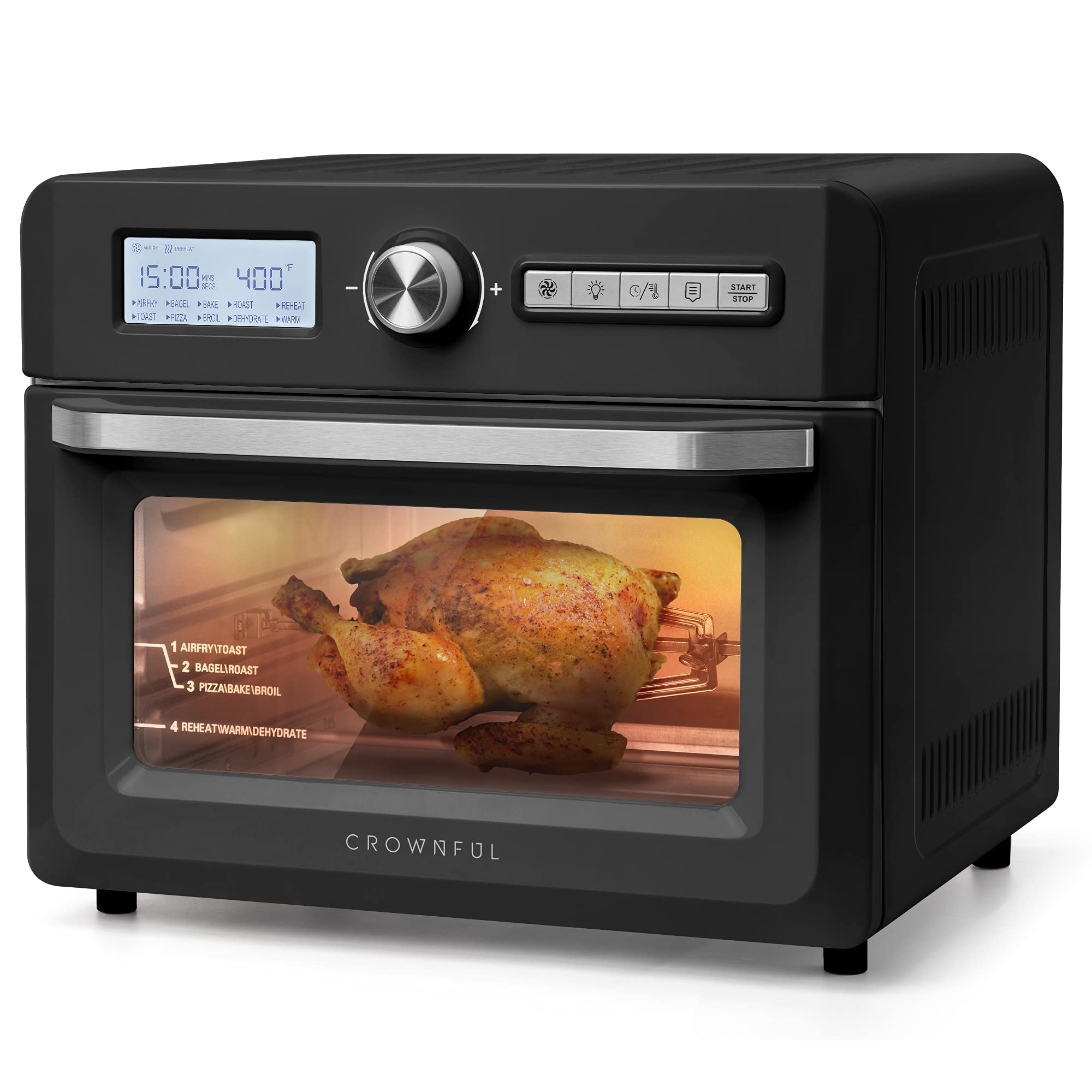 CROWNFUL 19 Quart Air Fryer Toaster Oven, Convection Roaster with