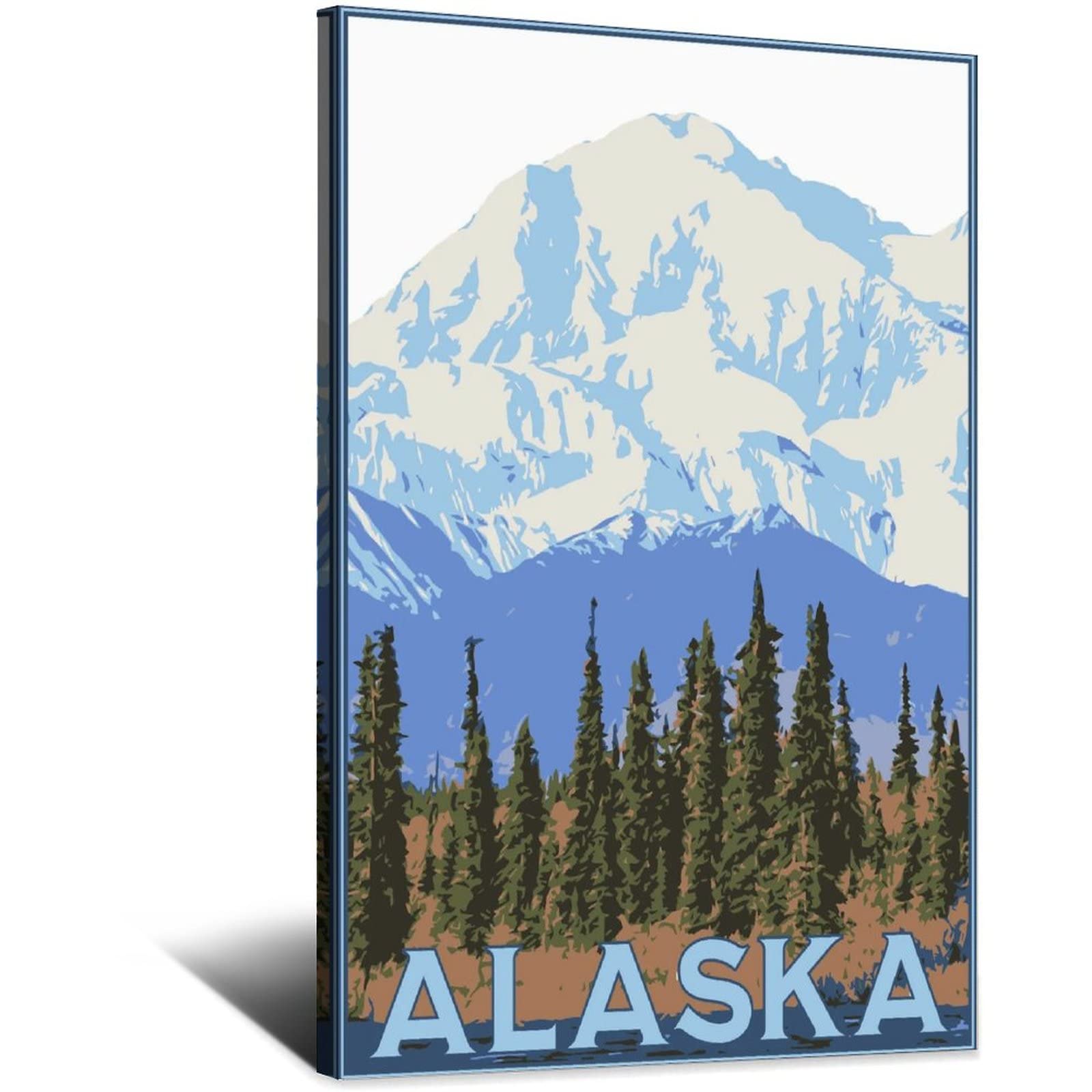 Zsefv Frame-Style Alaska Mountain Vintage Travel Poster Skyline Decorative Posters Modern Bedroom Canvas Art Poster Picture Painting Posters Wall Decor Art Gift