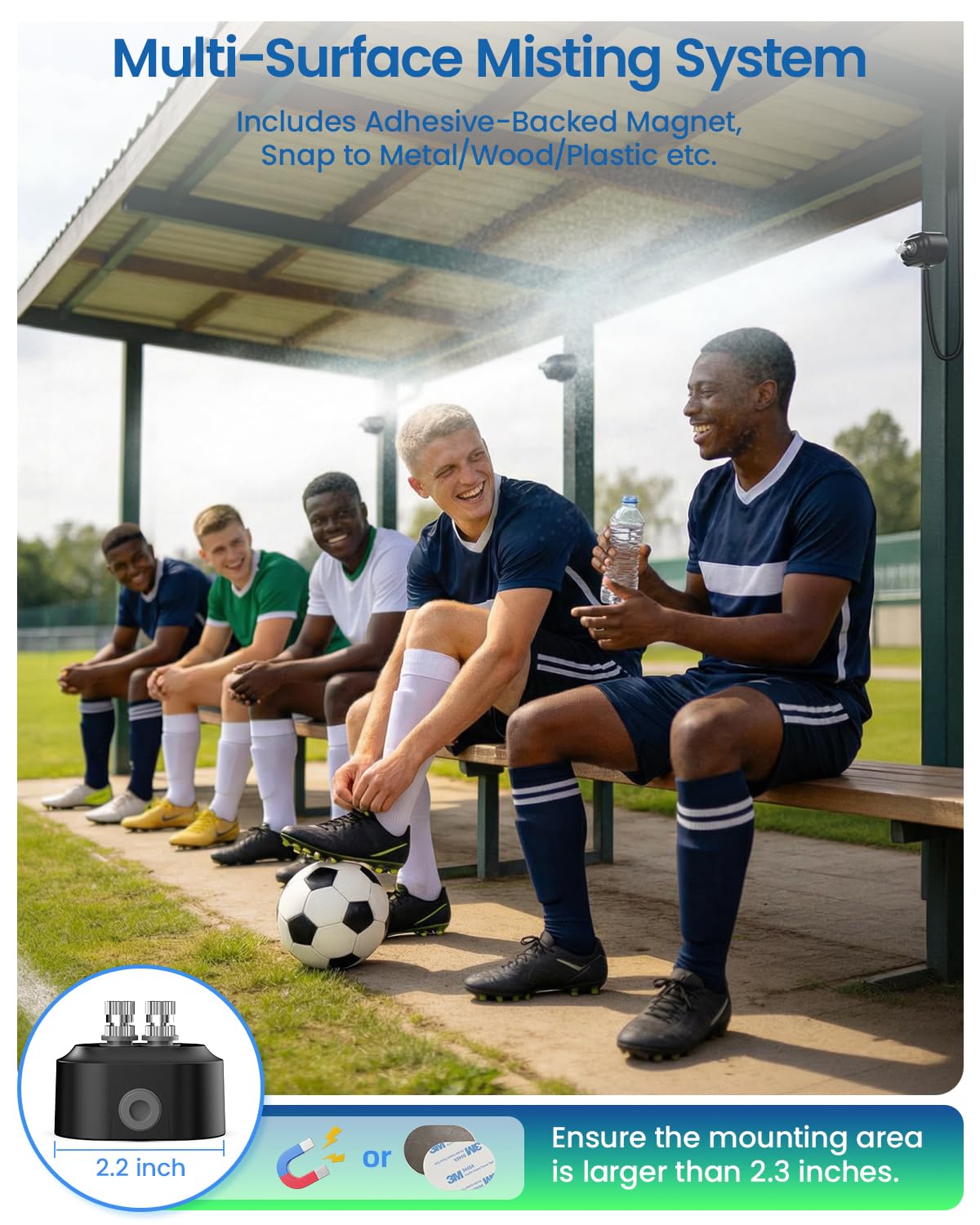 Ausic Sistema de nebulización magnético portátil con bomba, kit de 6000 mAh para exteriores para patio exterior, carrito de golf, pulverizador de agua para enfriar deportes, toldo, playa, campamento