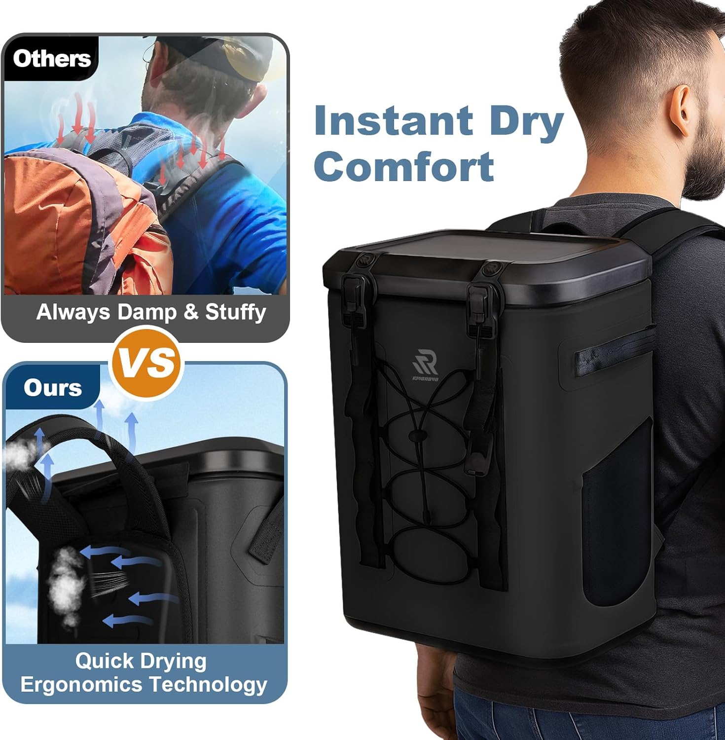 Zipperless Magnetic Cooler Backpack 30 Can, 48H Insulated Leakproof Soft Cooler with One-Hand Lid, Premium Waterproof TPU Cooler for Camping Fishing Gift for Men & Outdoor Lovers - Image 7