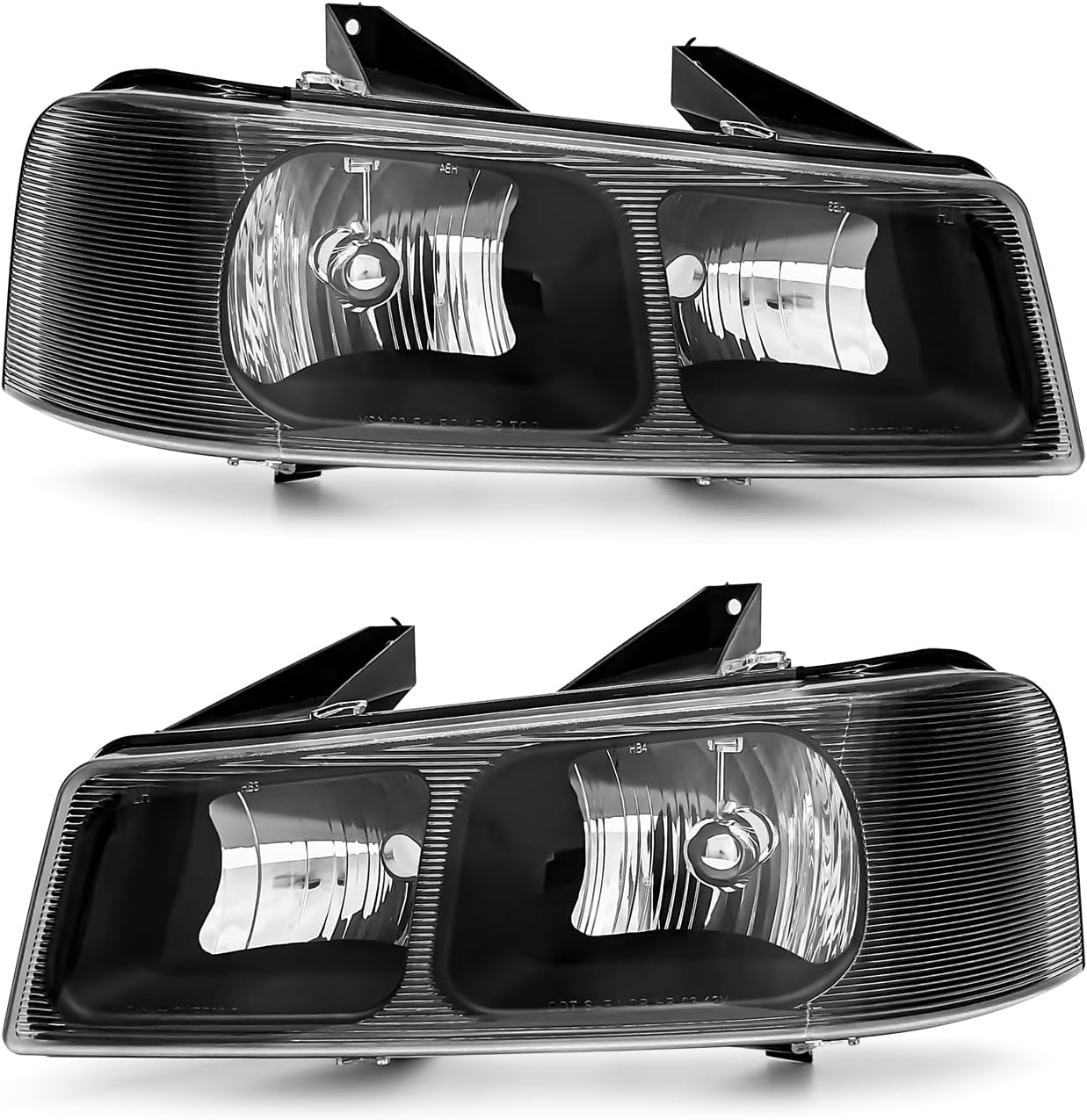 Headlight Assembly for Chevy 03-24 Express GMC Savana 1500/2500/3500/4500 Headlamp with Black Housing Clear Lens Corner Amber Replacement Left+Right（W/O Bulbs）