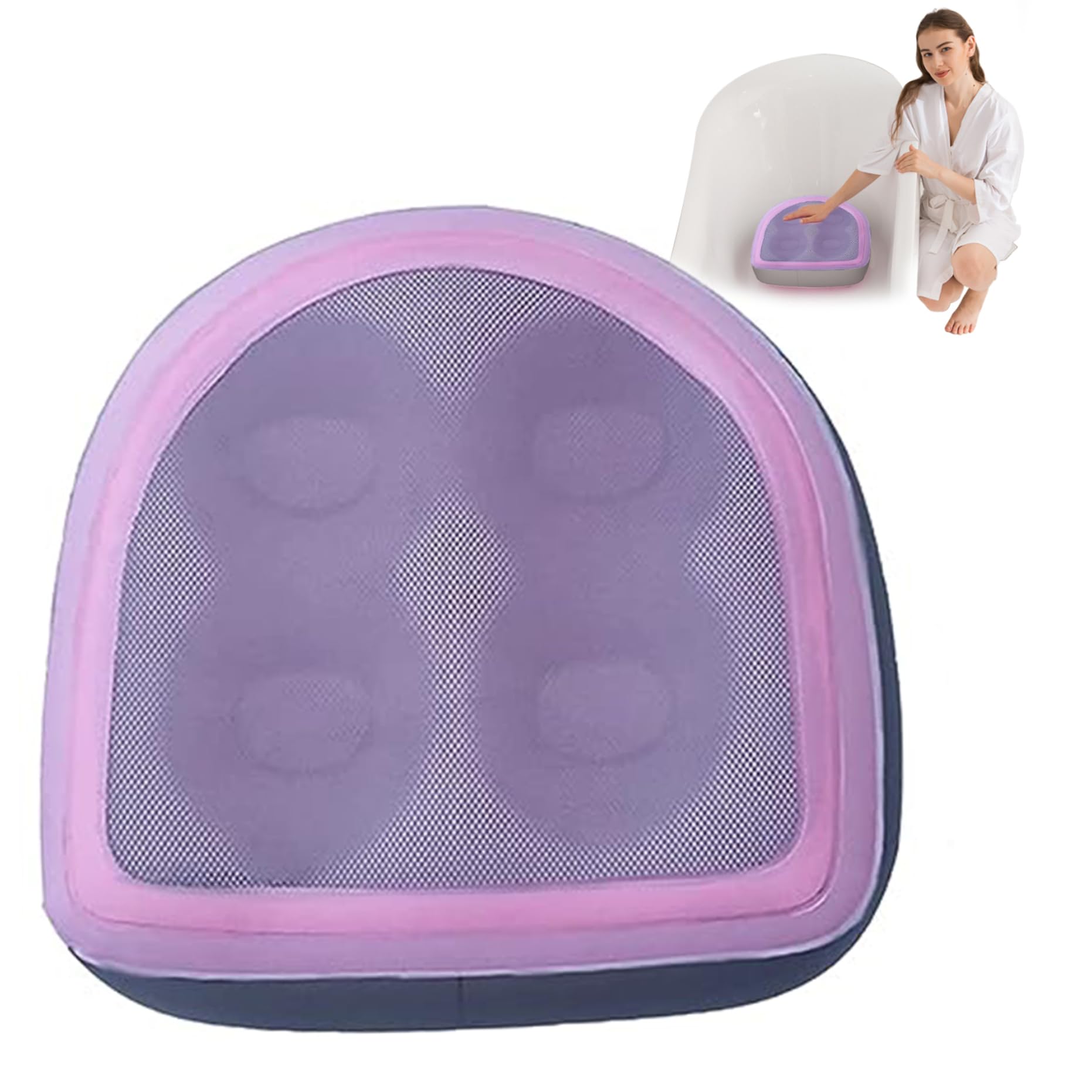 Asiento de refuerzo de bañera de hidromasaje, asiento de bañera de hidromasaje inflable con taza de succión 18.5x14.6x5.9in con 2 en 1 válvula reforzador de piscina de spa reutilizable para adultos