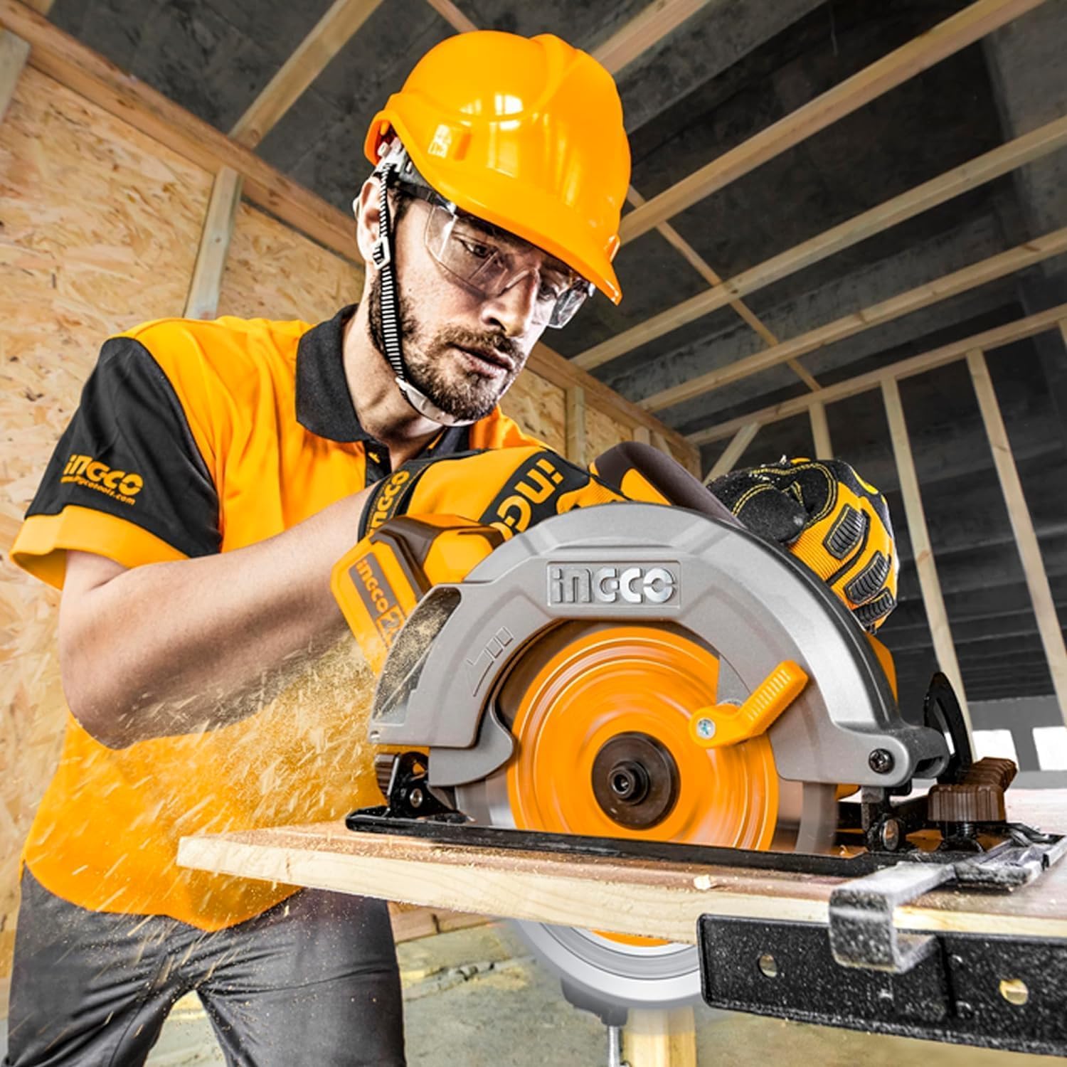 INGCO Sierra circular inalámbrica 20 V (producto solo), diámetro 185 mm, sierras eléctricas sin escobillas 4800 rpm, profundidad de corte máxima 65 mm CSLI1851