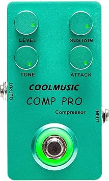 Coolmusic C-CS01 دواسة ضاغط ، تأثير ضغط دواسة الغيتار الكهربائي والباس True Bypass