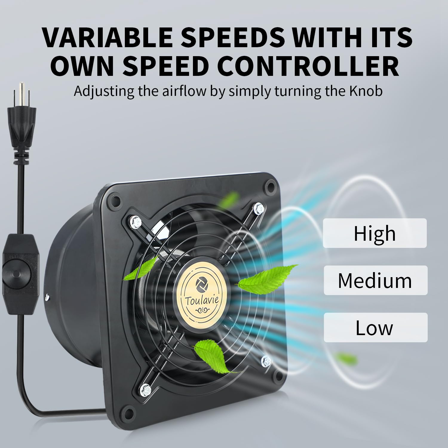 6 Inch Exhaust Fan, 308 CFM Vent Fan Wall Mounted with Variable Speed Controller, Powerful Ventilator Extractor Fan Through Wall or Ceiling for Kitchen Bathroom Attic Window Smoking Room Garage