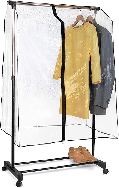 Tatkraft Smart 3ft (90cm) Cover for Clothes Rails, Dust and Dirt Protection for Clothes Rails, Transparent Clothes Garment Zipped Rail Cover