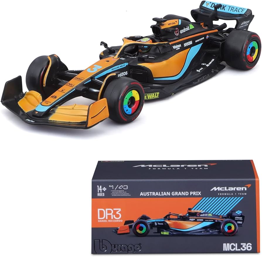 Amazon.com: Xiangtat 1:43 2022 F1 MCL36 NO. #3 Daniel Ricciardo No